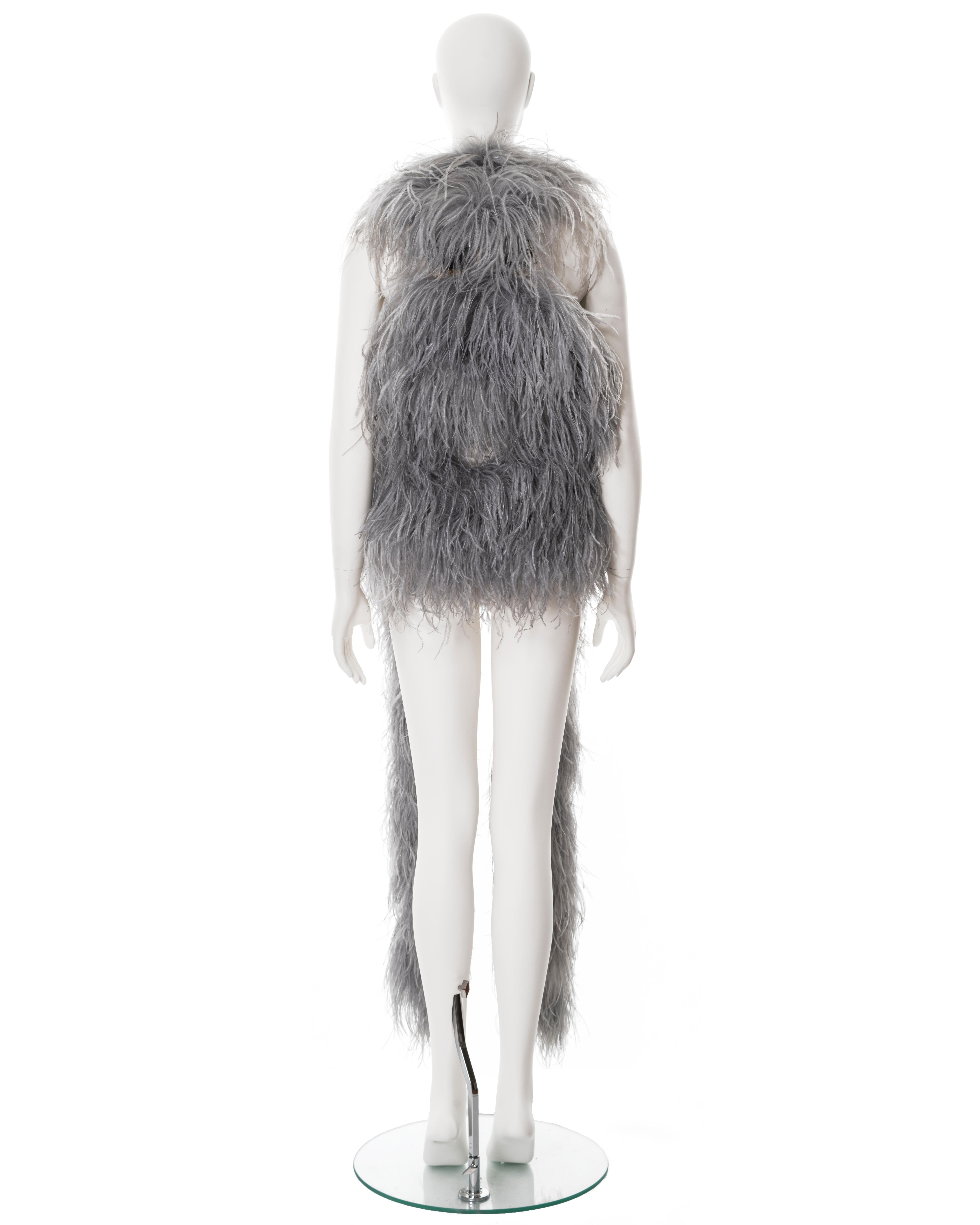 Martin Margiela artisanal grey ostrich feather waistcoat, fw 2004 5