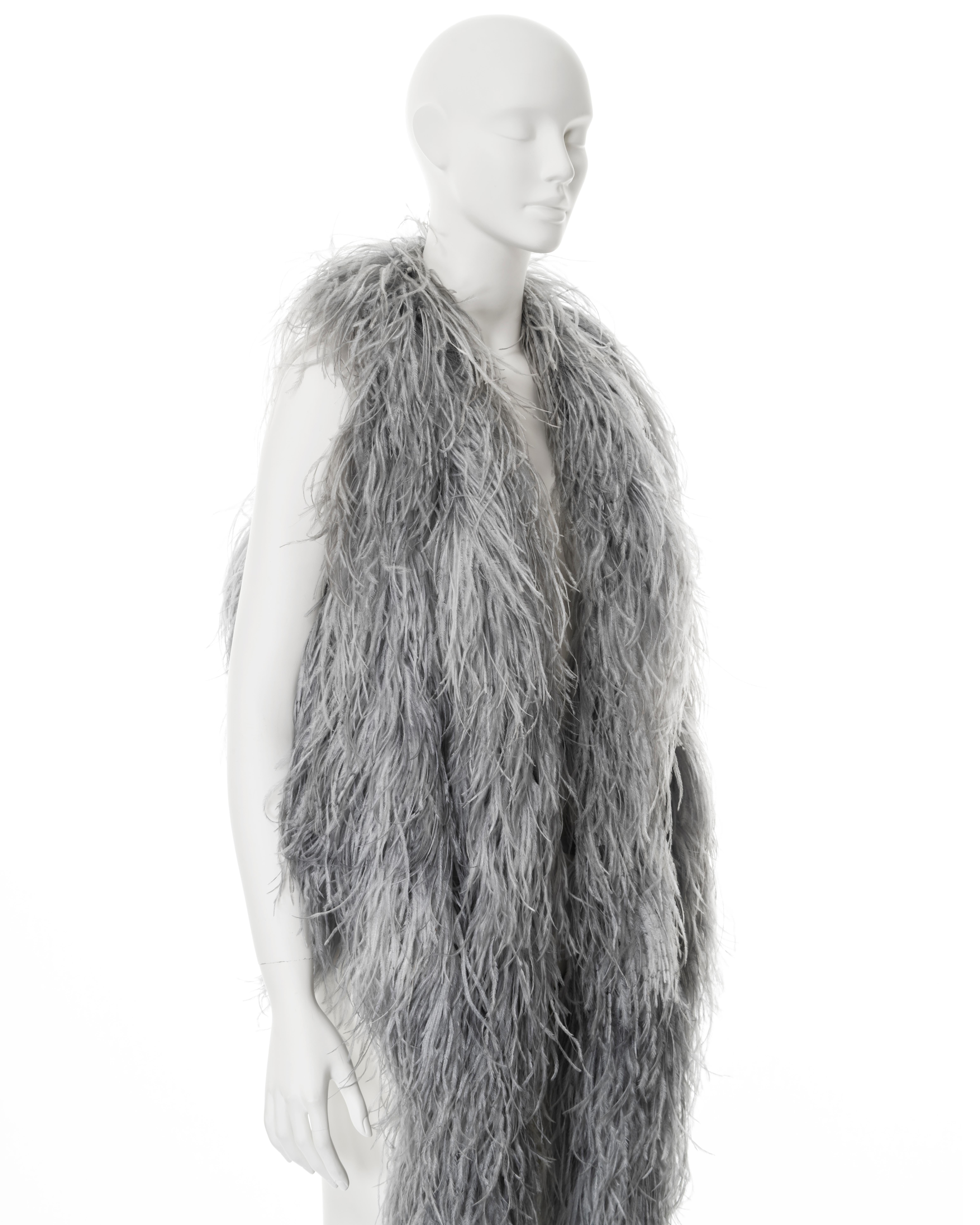 Martin Margiela artisanal grey ostrich feather waistcoat, fw 2004 1