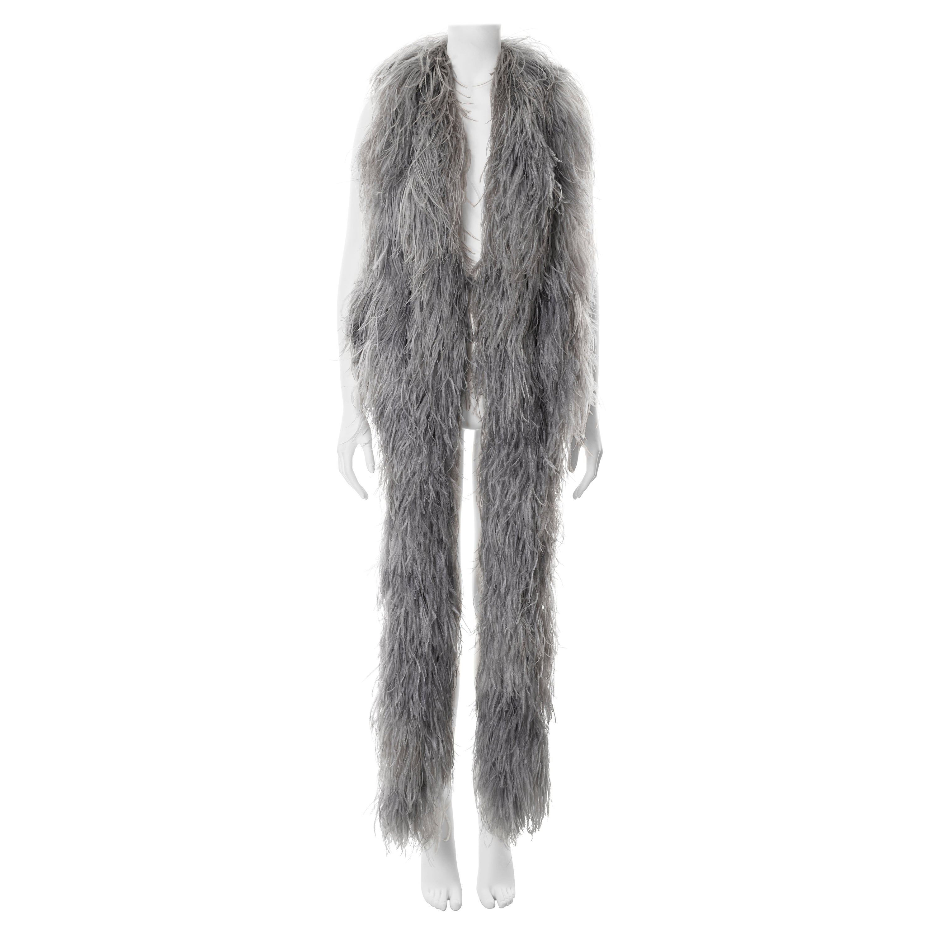 Martin Margiela artisanal grey ostrich feather waistcoat, fw 2004