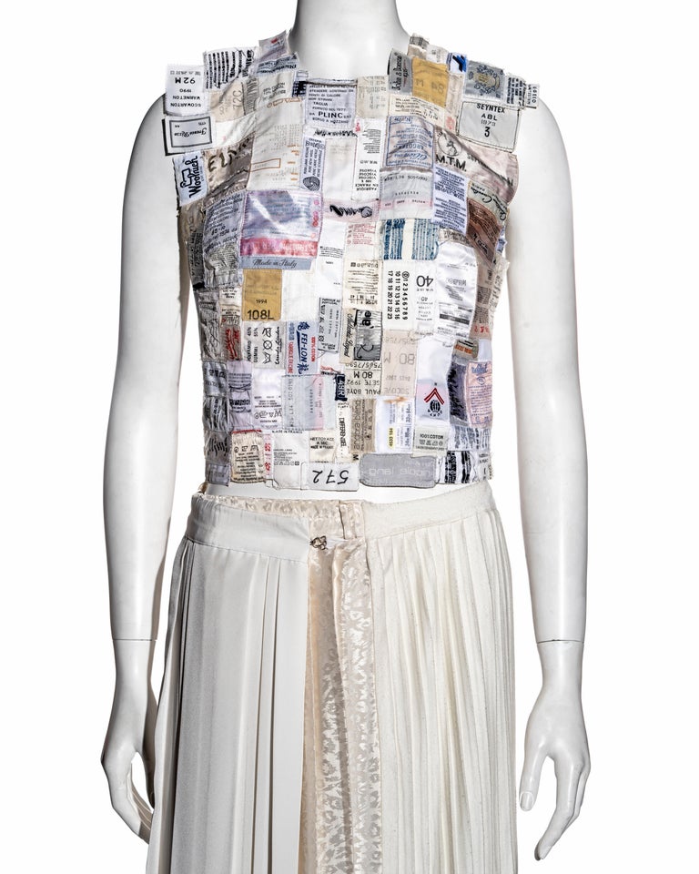 Gray Martin Margiela artisanal shirt front and skirt runway ensemble, ss 2001 For Sale