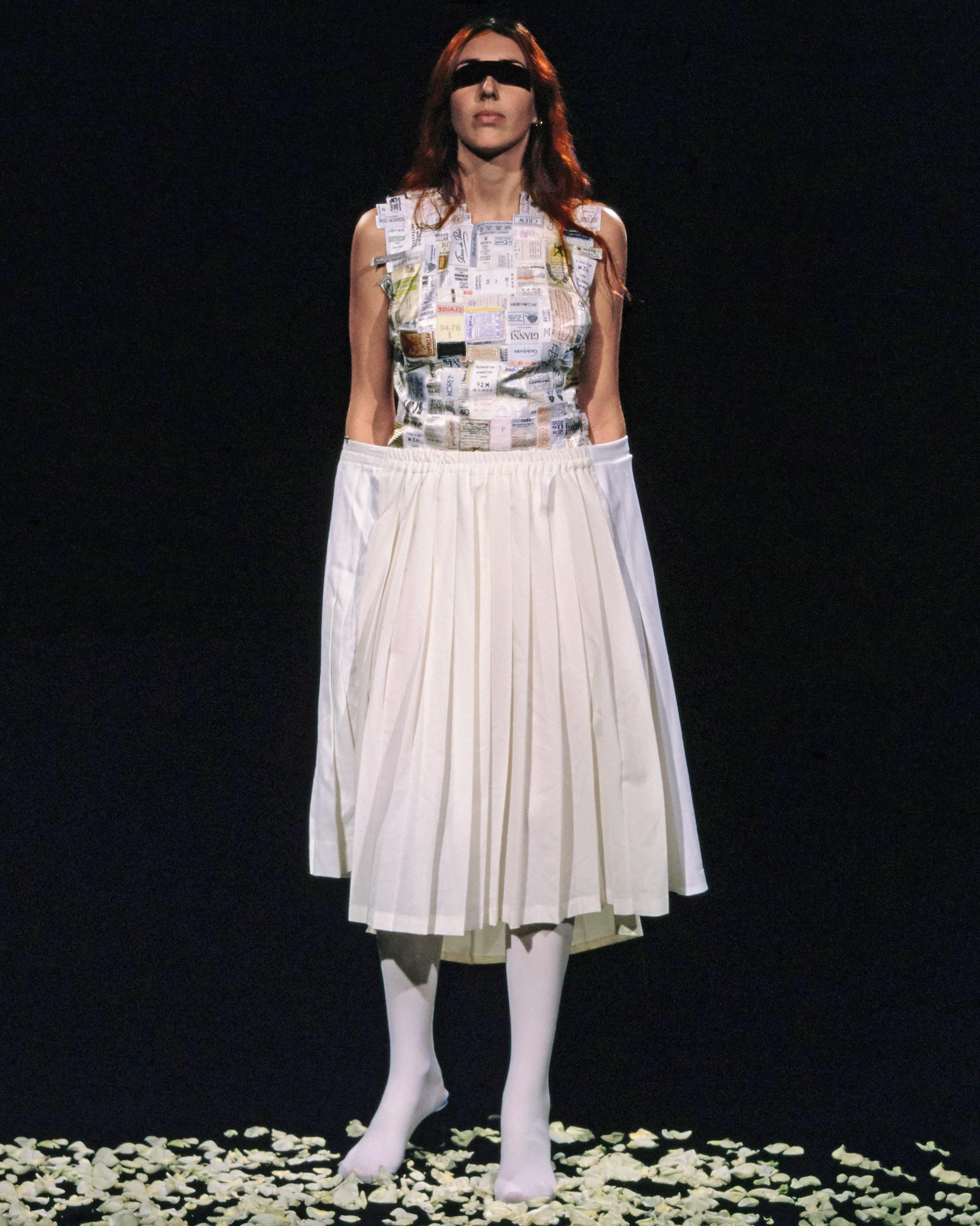 Martin Margiela artisanal shirt front and skirt runway ensemble, ss 2001 1