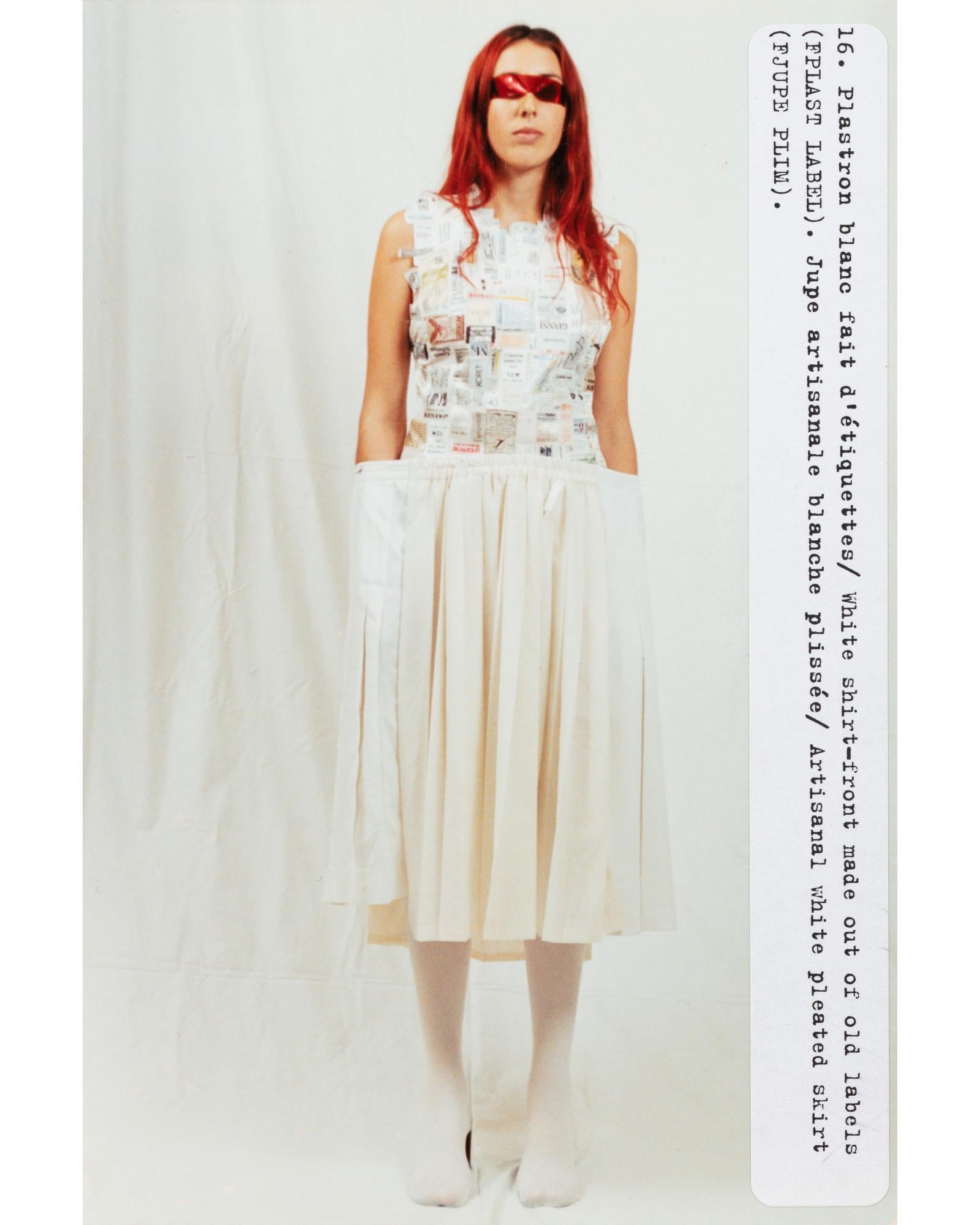 Martin Margiela artisanal shirt front and skirt runway ensemble, ss 2001 2
