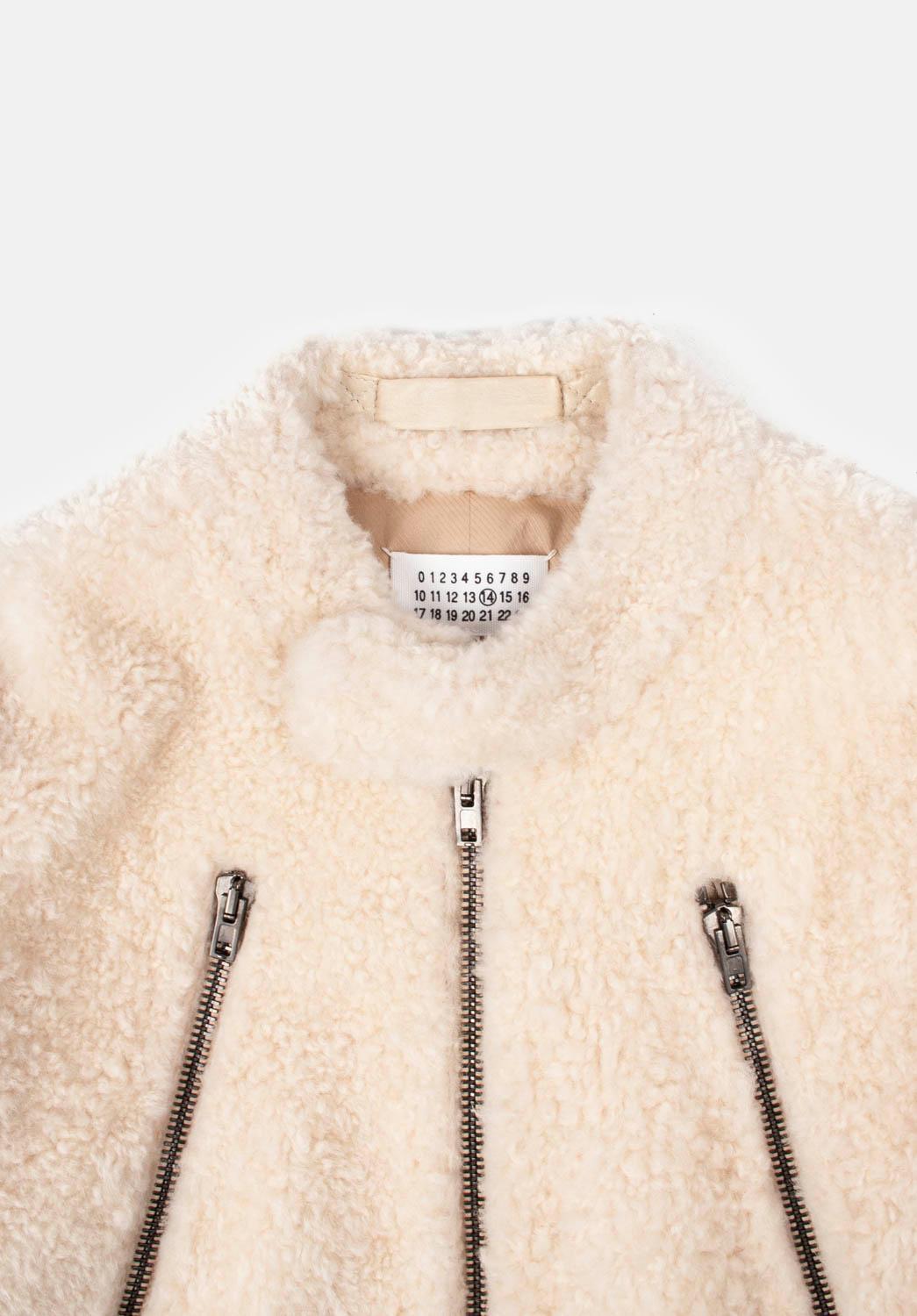 Beige Martin Margiela biker lambs fur Men Jacket Size ITA48/M