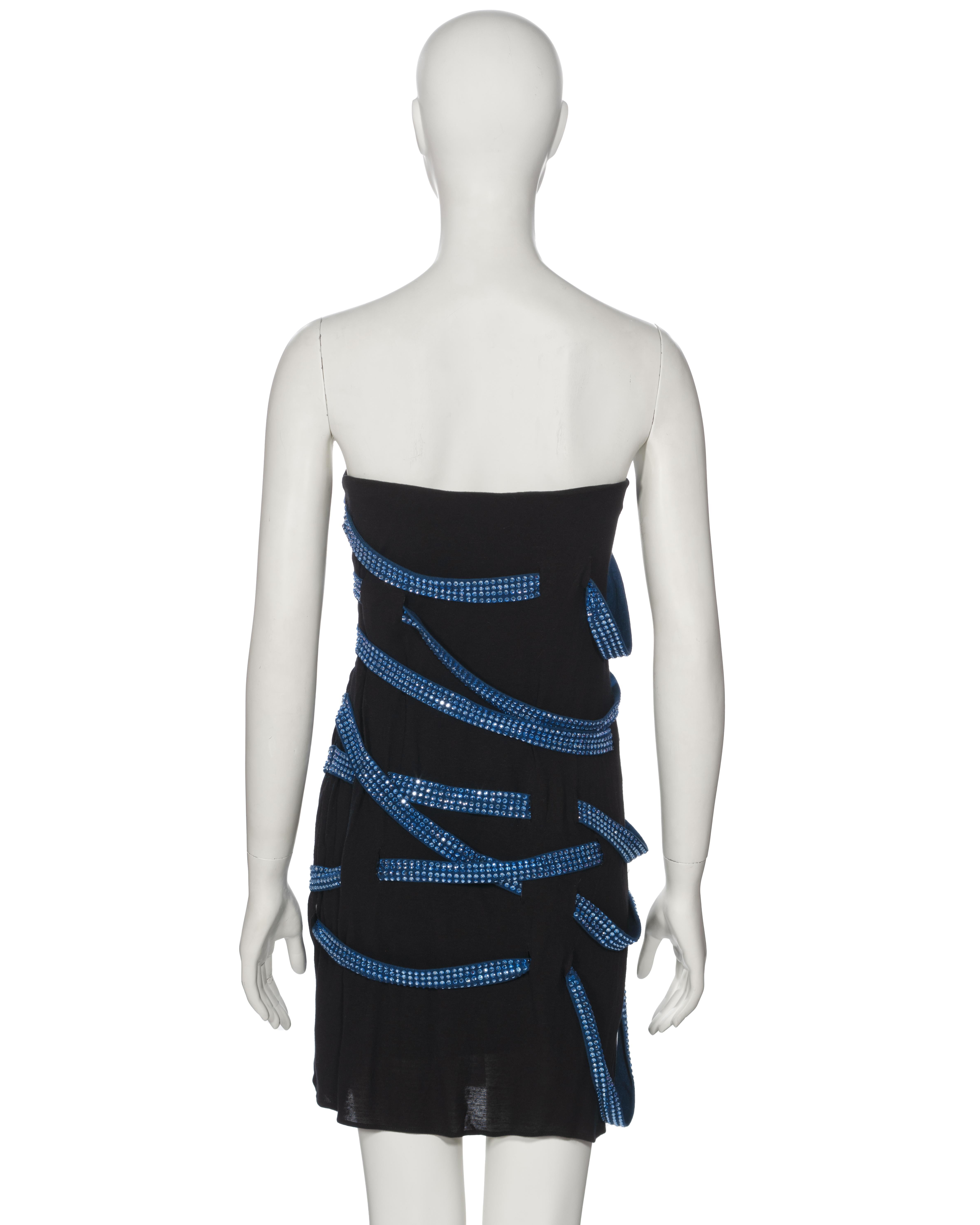 Martin Margiela Black Crystal-Laced Viscose Mini Dress, ss 2009 For Sale 6