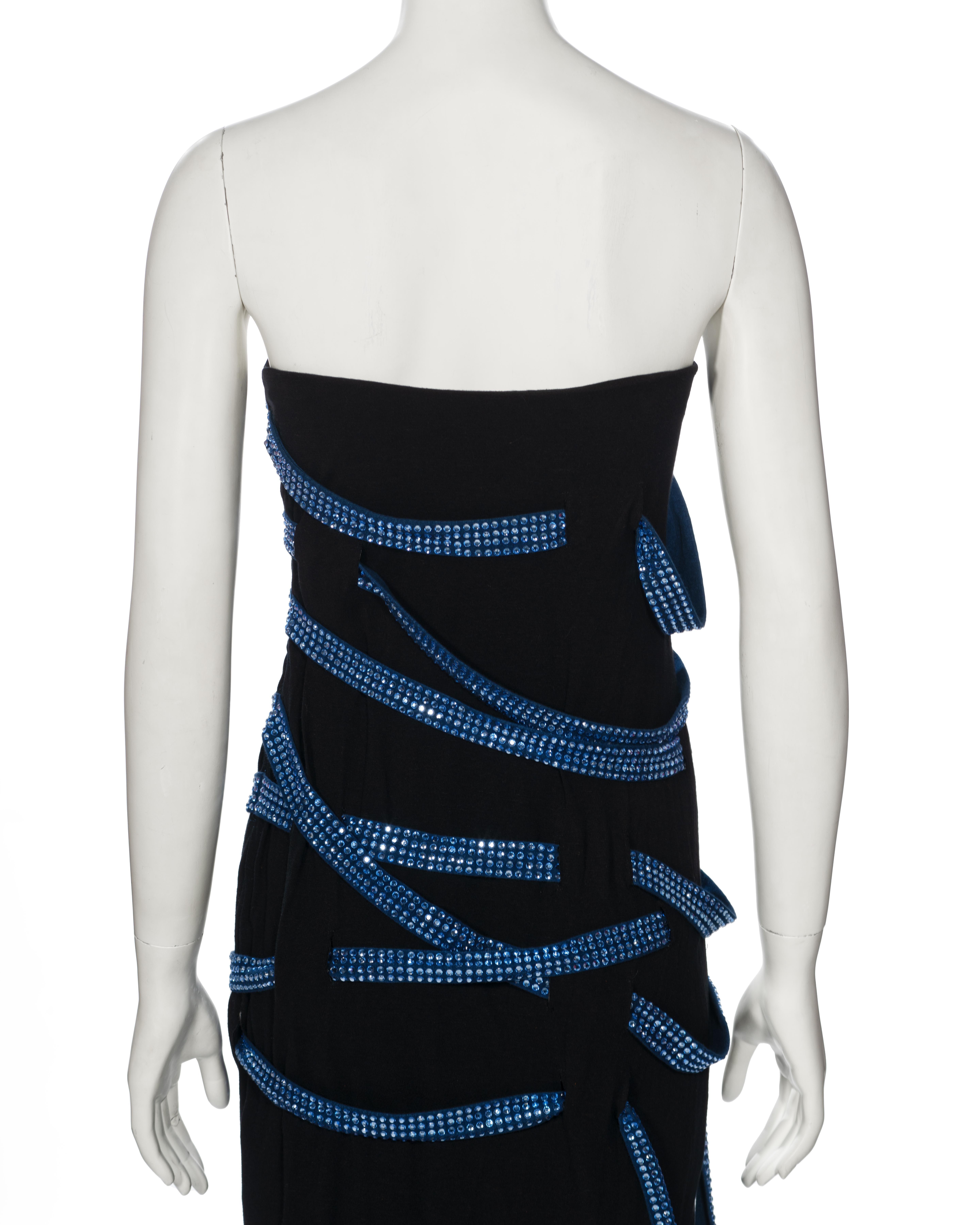 Martin Margiela Black Crystal-Laced Viscose Mini Dress, ss 2009 For Sale 7