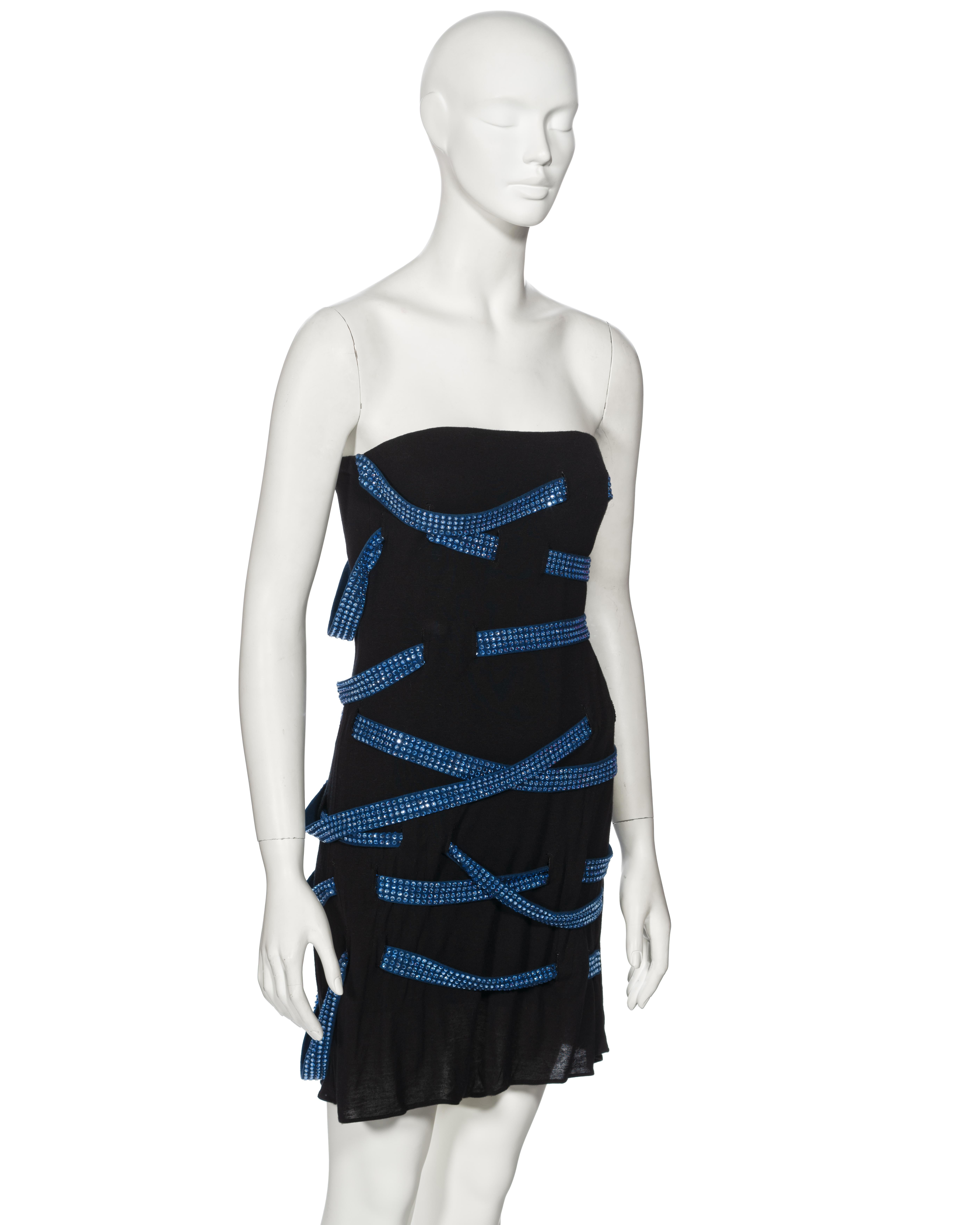 Martin Margiela Black Crystal-Laced Viscose Mini Dress, ss 2009 For Sale 3