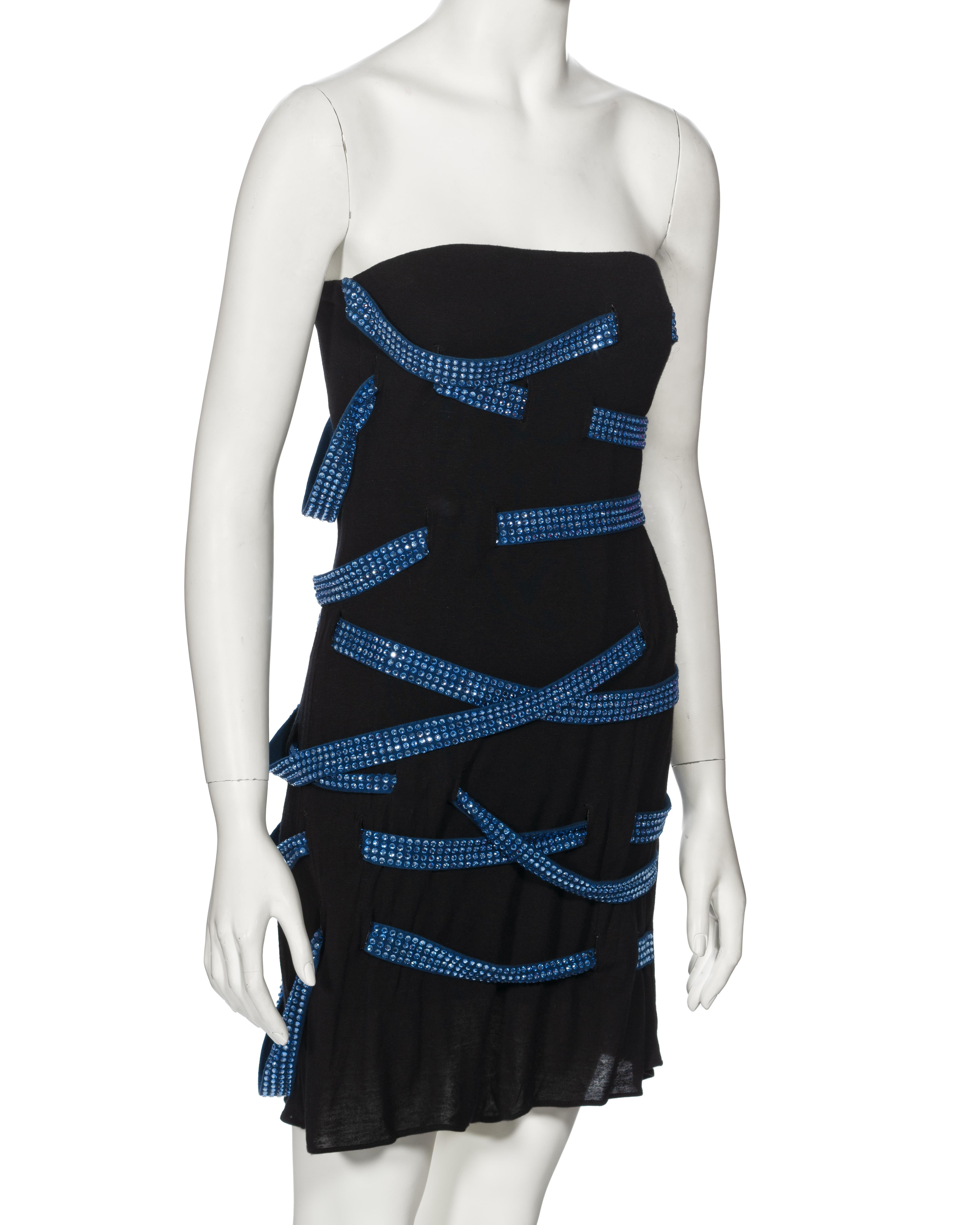 Martin Margiela Black Crystal-Laced Viscose Mini Dress, ss 2009 For Sale 4