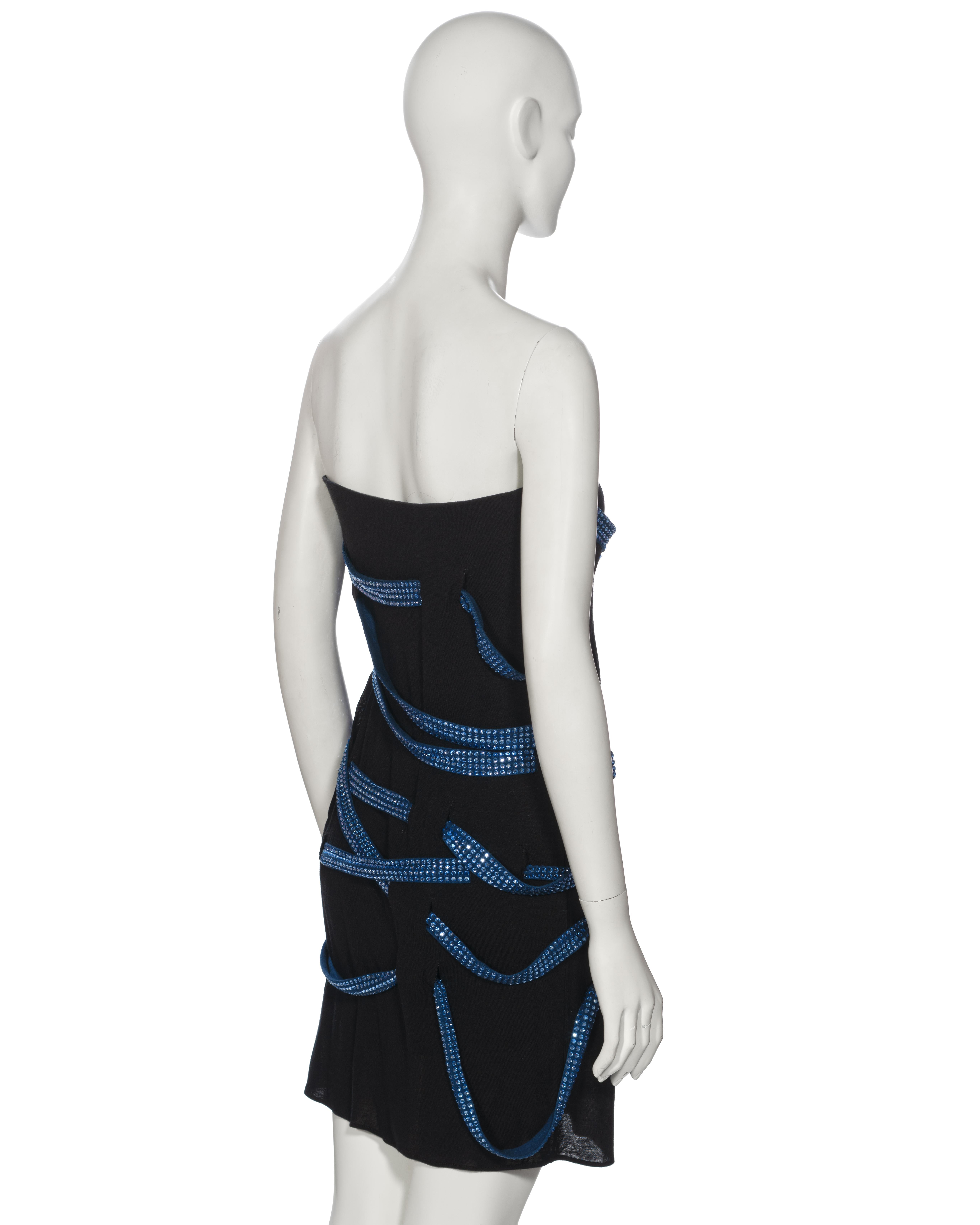 Martin Margiela Black Crystal-Laced Viscose Mini Dress, ss 2009 For Sale 5
