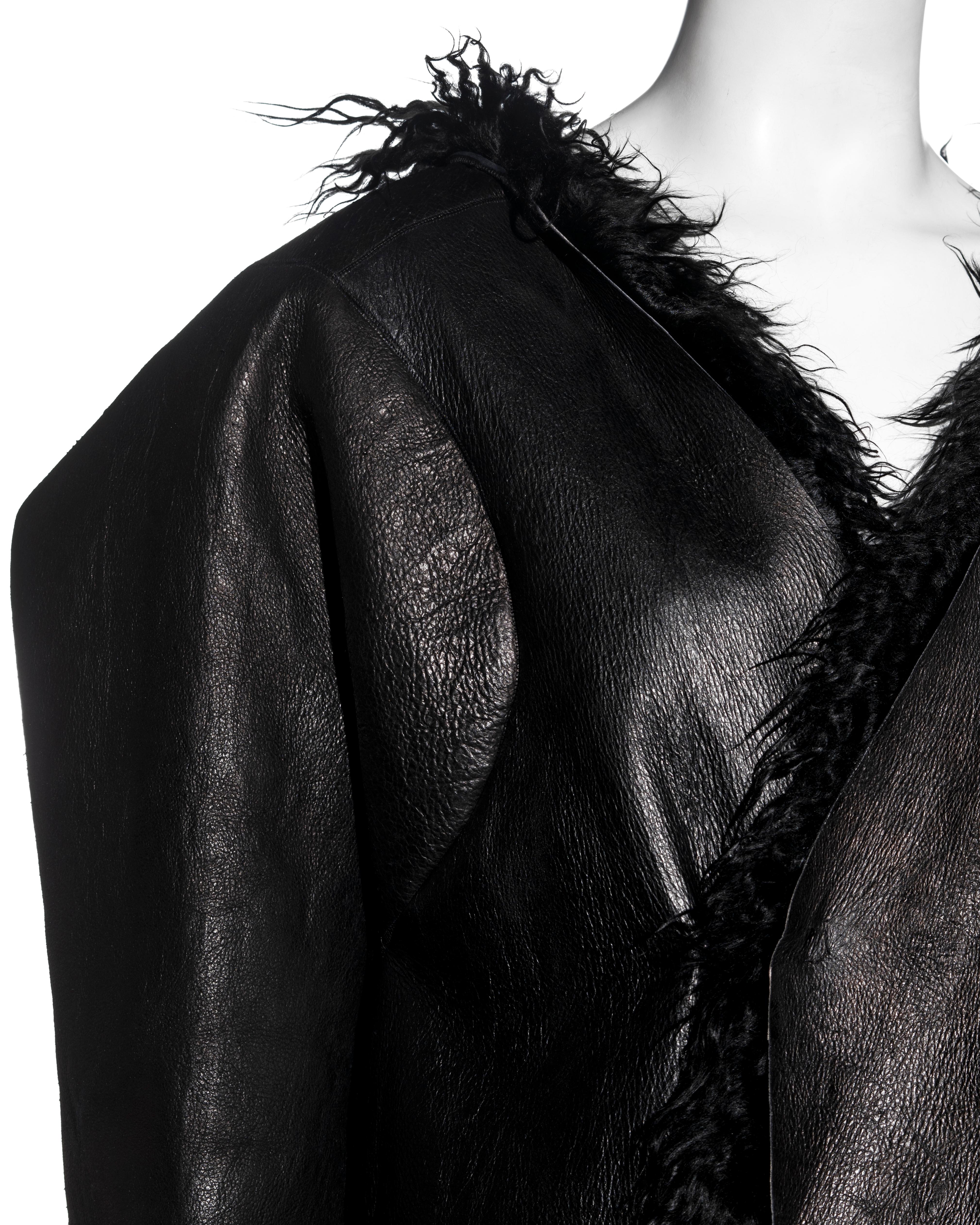 Martin Margiela manteau réversible en peau de chèvre noire « collection flat », automne-hiver 1998 Bon état - En vente à London, GB