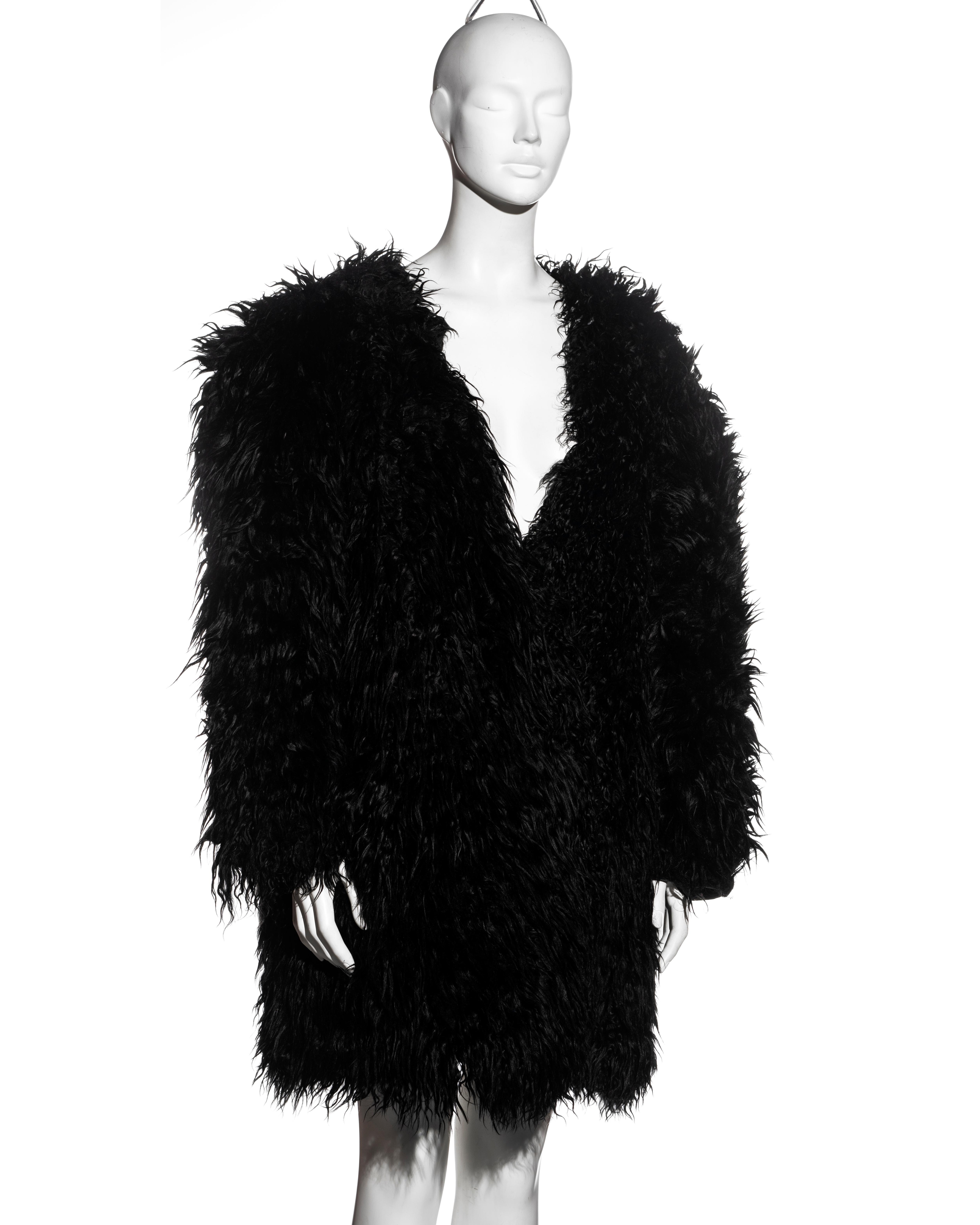 Black Martin Margiela black goatskin reversible 'flat collection' coat, fw 1998 For Sale