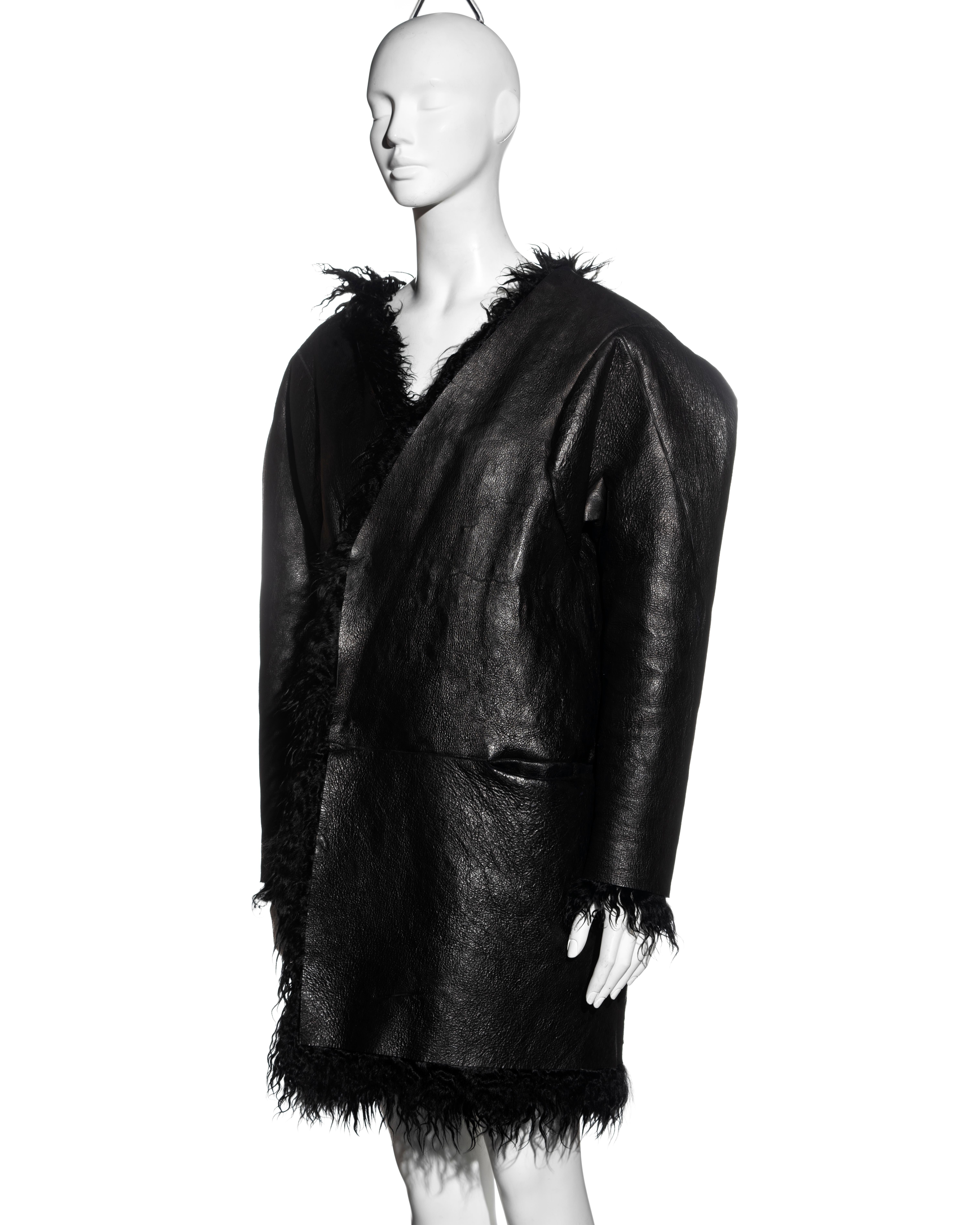 Martin Margiela black goatskin reversible 'flat collection' coat, fw 1998 In Good Condition For Sale In London, GB