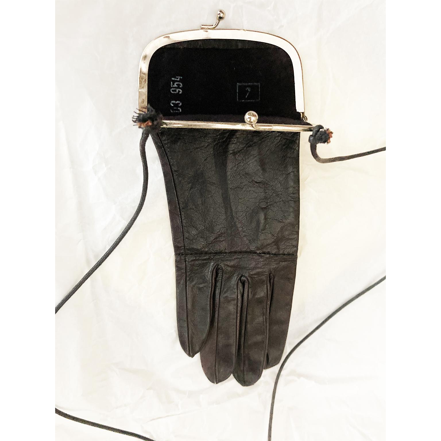 Women's Martin Margiela Black Leather Glove Purse Bag SS 1999 For Sale