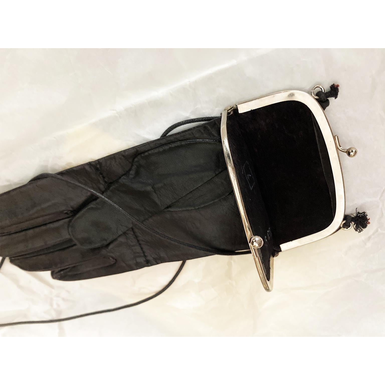 Martin Margiela Black Leather Glove Purse Bag SS 1999 For Sale 1