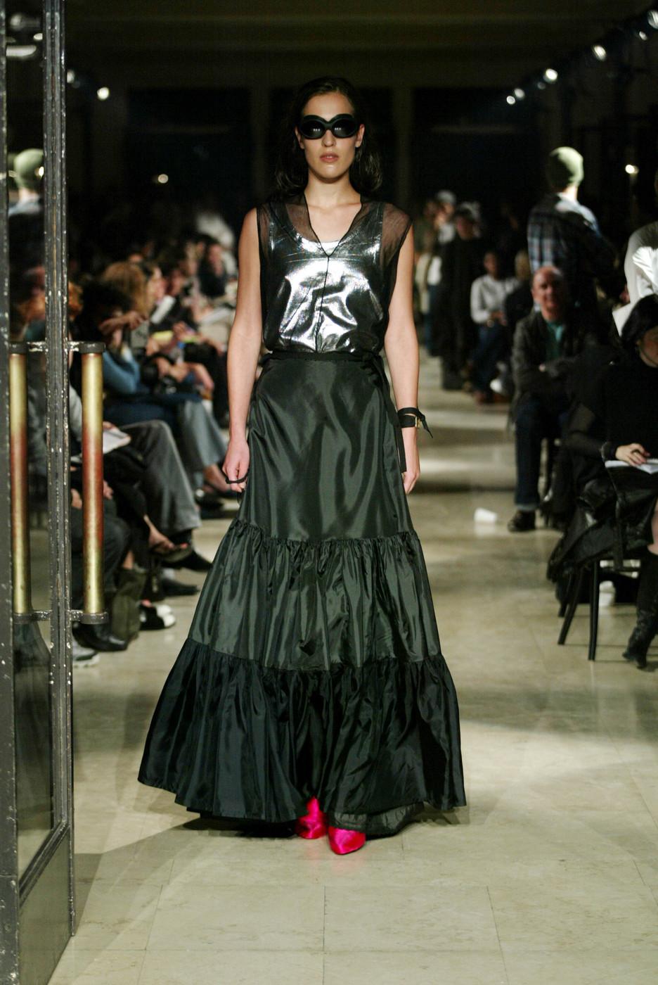 Martin Margiela black nylon maxi dress made with vintage petticoats, ss 2003 In Good Condition For Sale In London, London