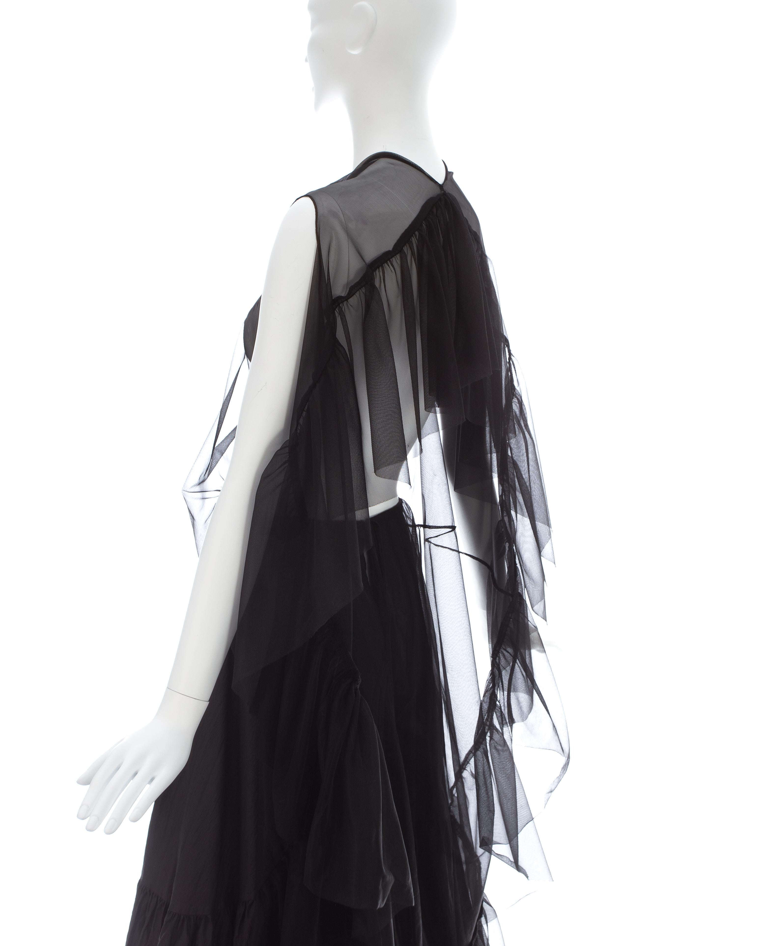 Women's Martin Margiela black nylon maxi dress made with vintage petticoats, ss 2003 For Sale