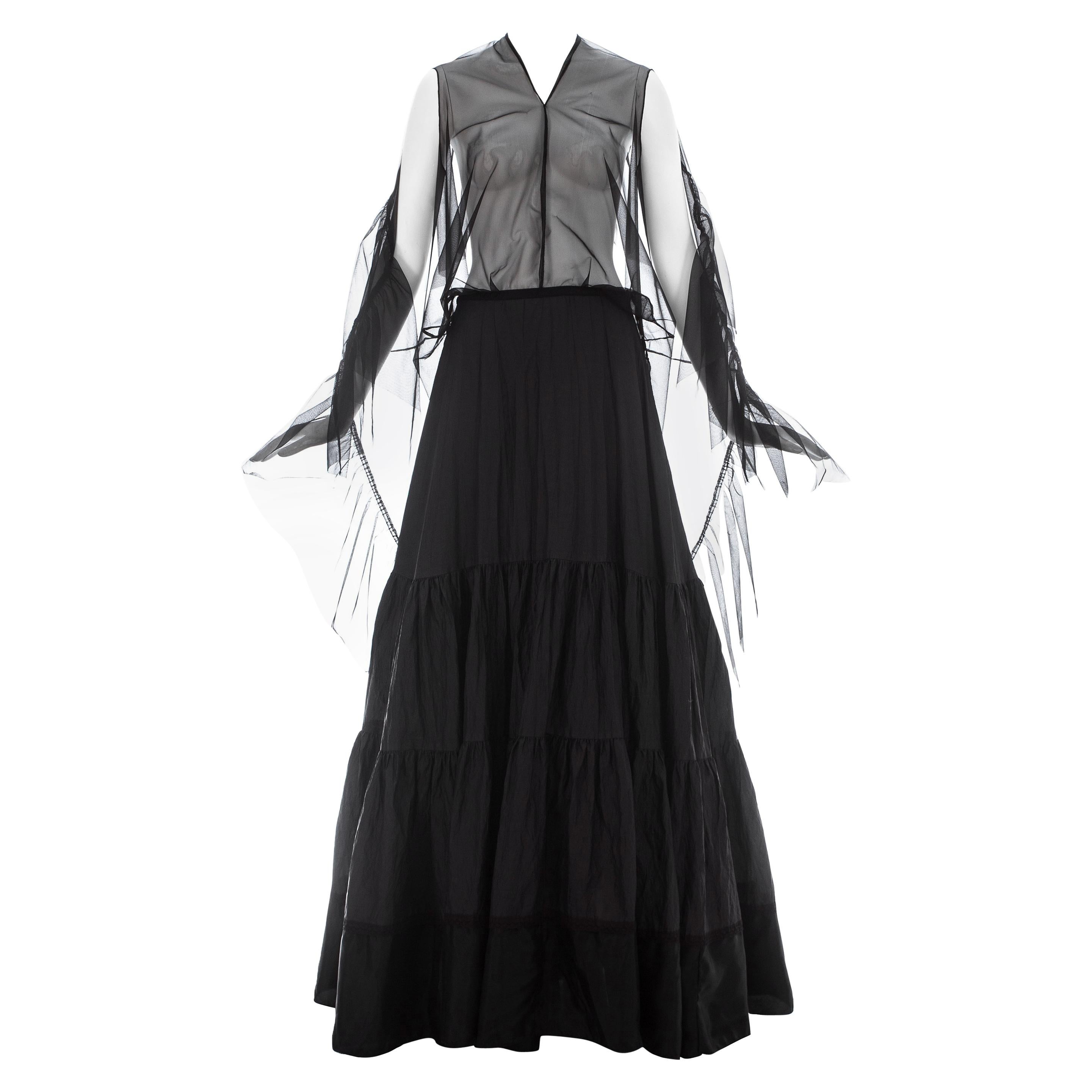 Martin Margiela black nylon maxi dress made with vintage petticoats, ss 2003 For Sale