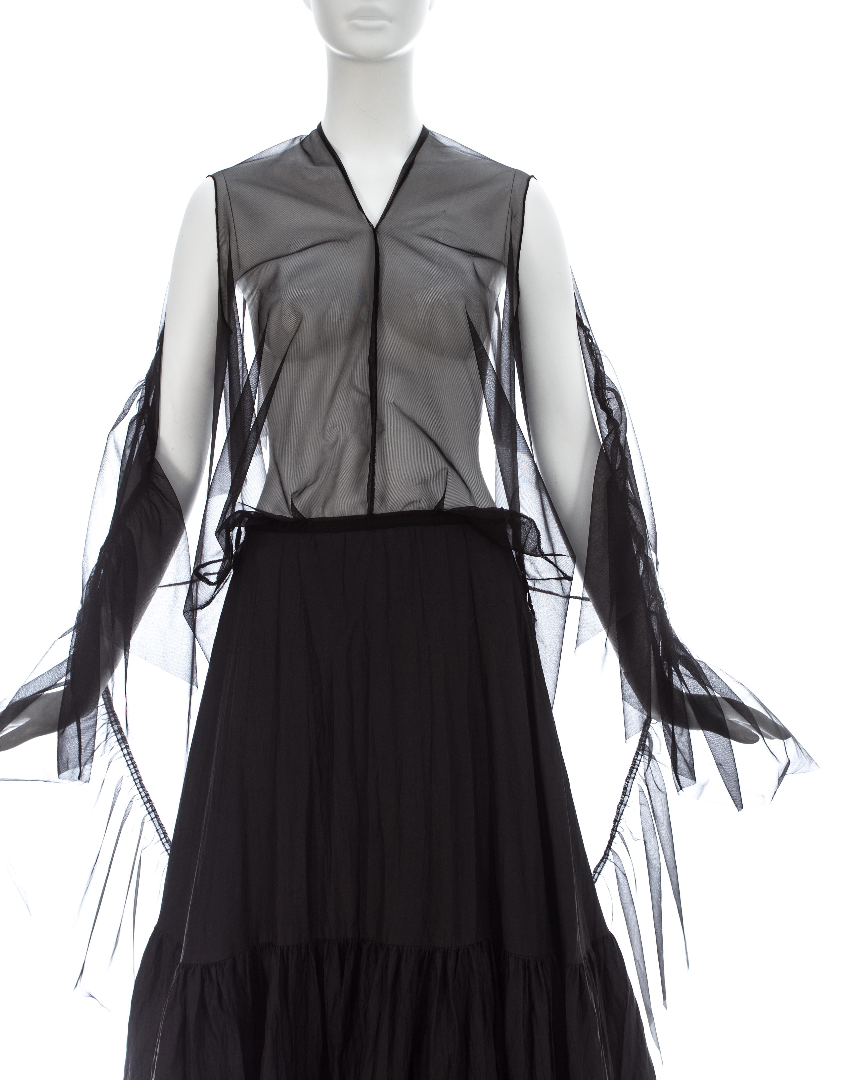 Martin Margiela black nylon maxi dress made with vintage petticoats, ss 2003 In Good Condition For Sale In London, GB