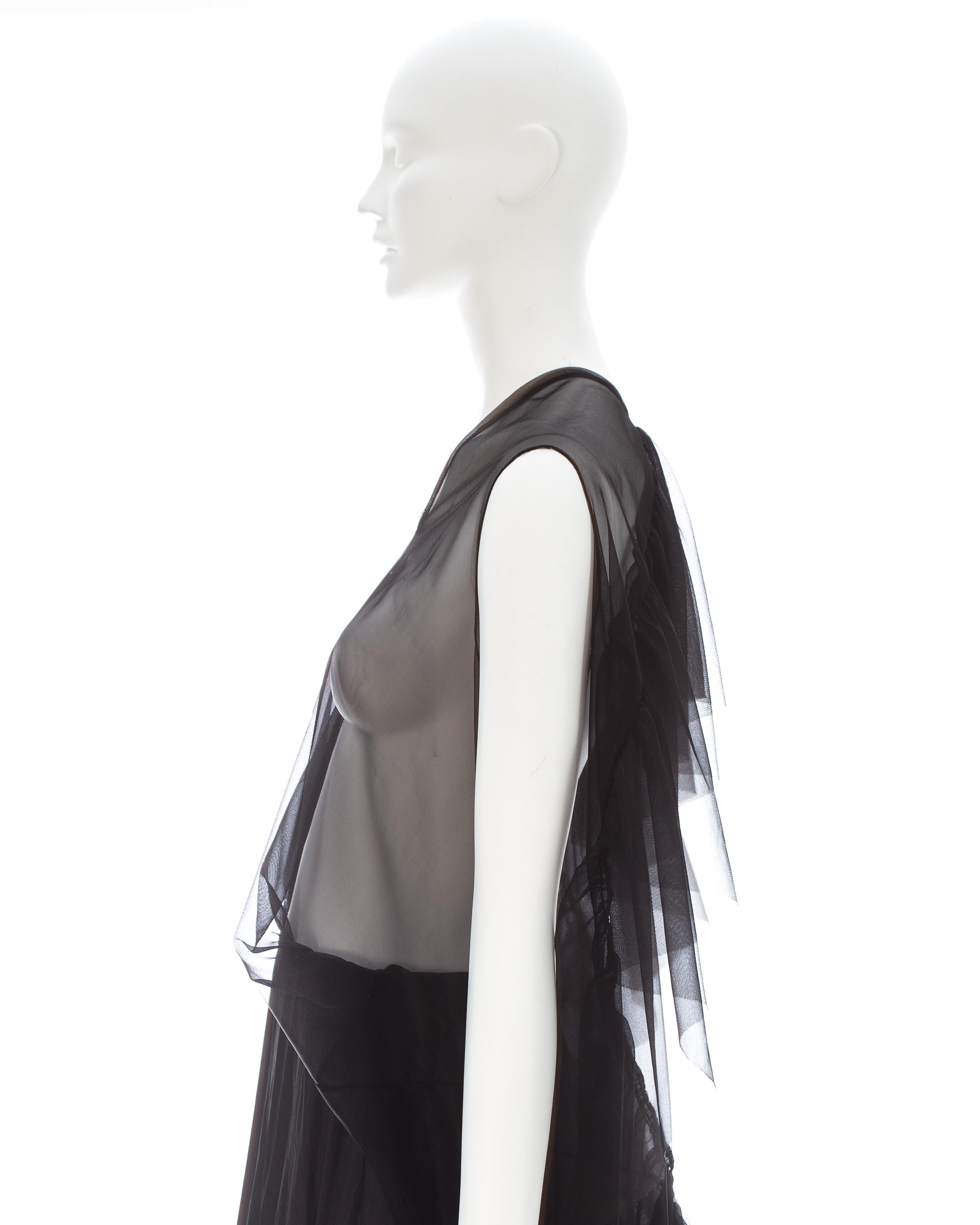 Martin Margiela black nylon maxi dress made with vintage petticoats, ss 2003 For Sale 4