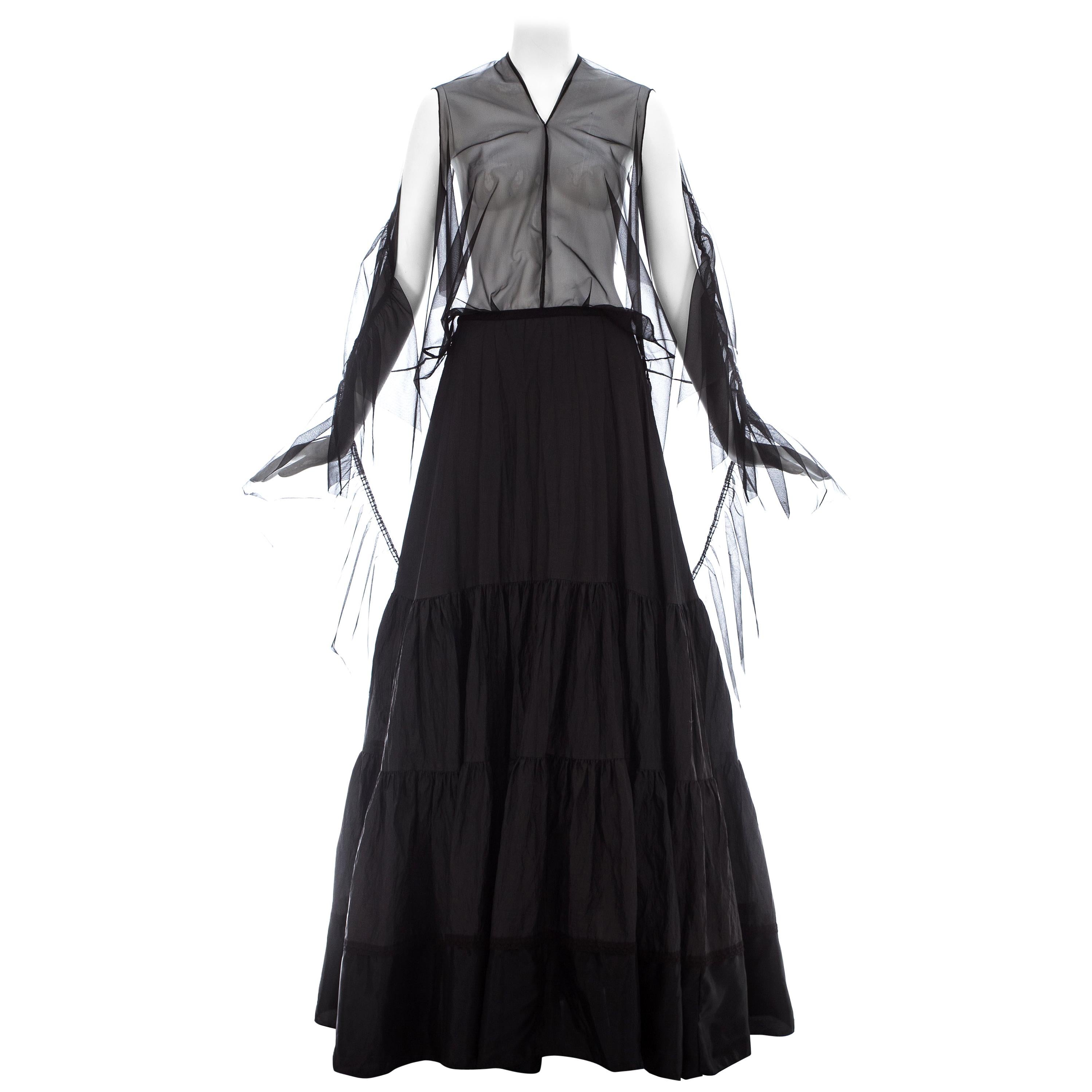 Martin Margiela black nylon maxi dress made with vintage petticoats, ss 2003