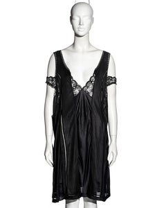 Martin Margiela black oversized artisanal slip dress, ss 2000