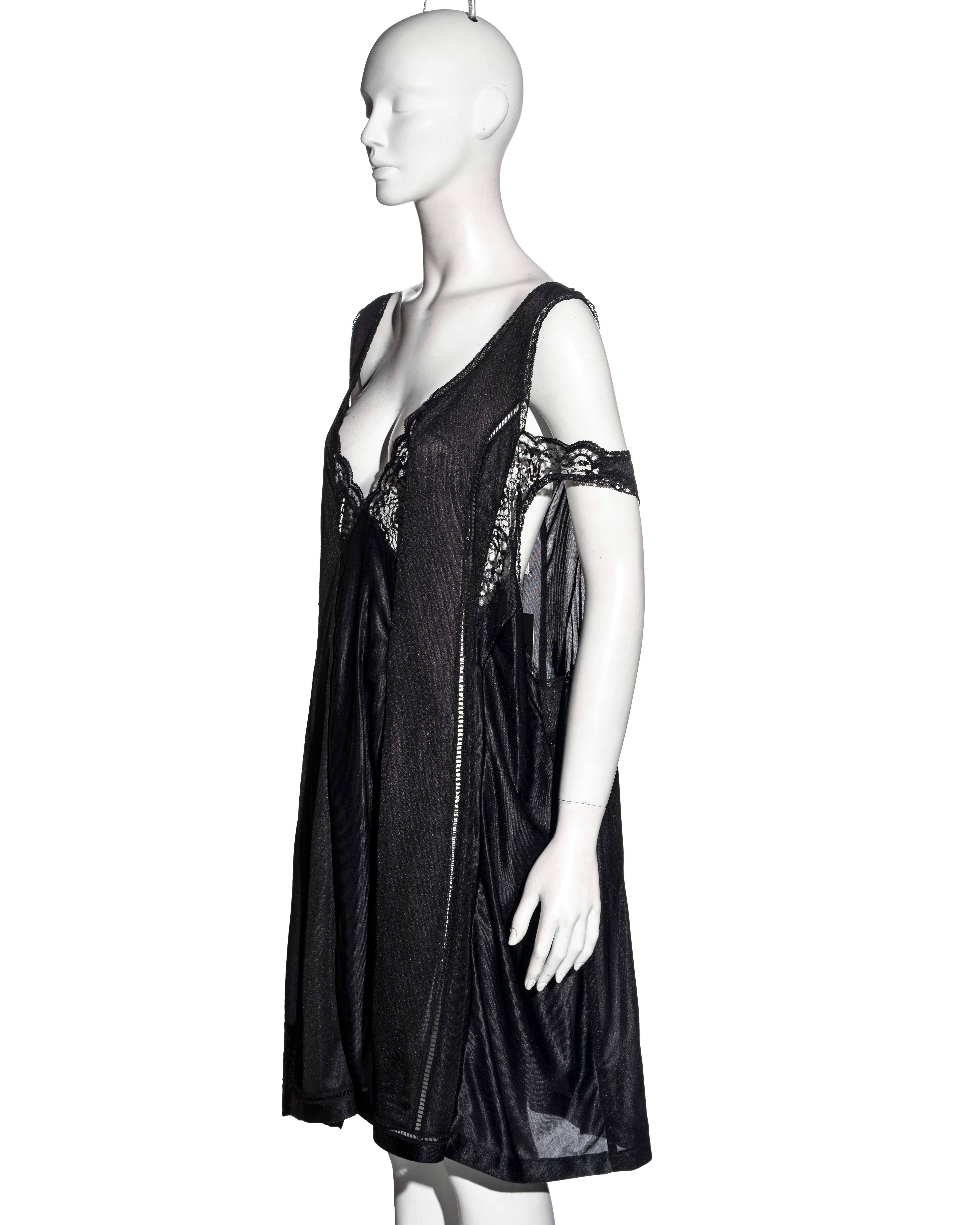 Martin Margiela black oversized artisanal slip dress, ss 2000 In Excellent Condition In London, GB