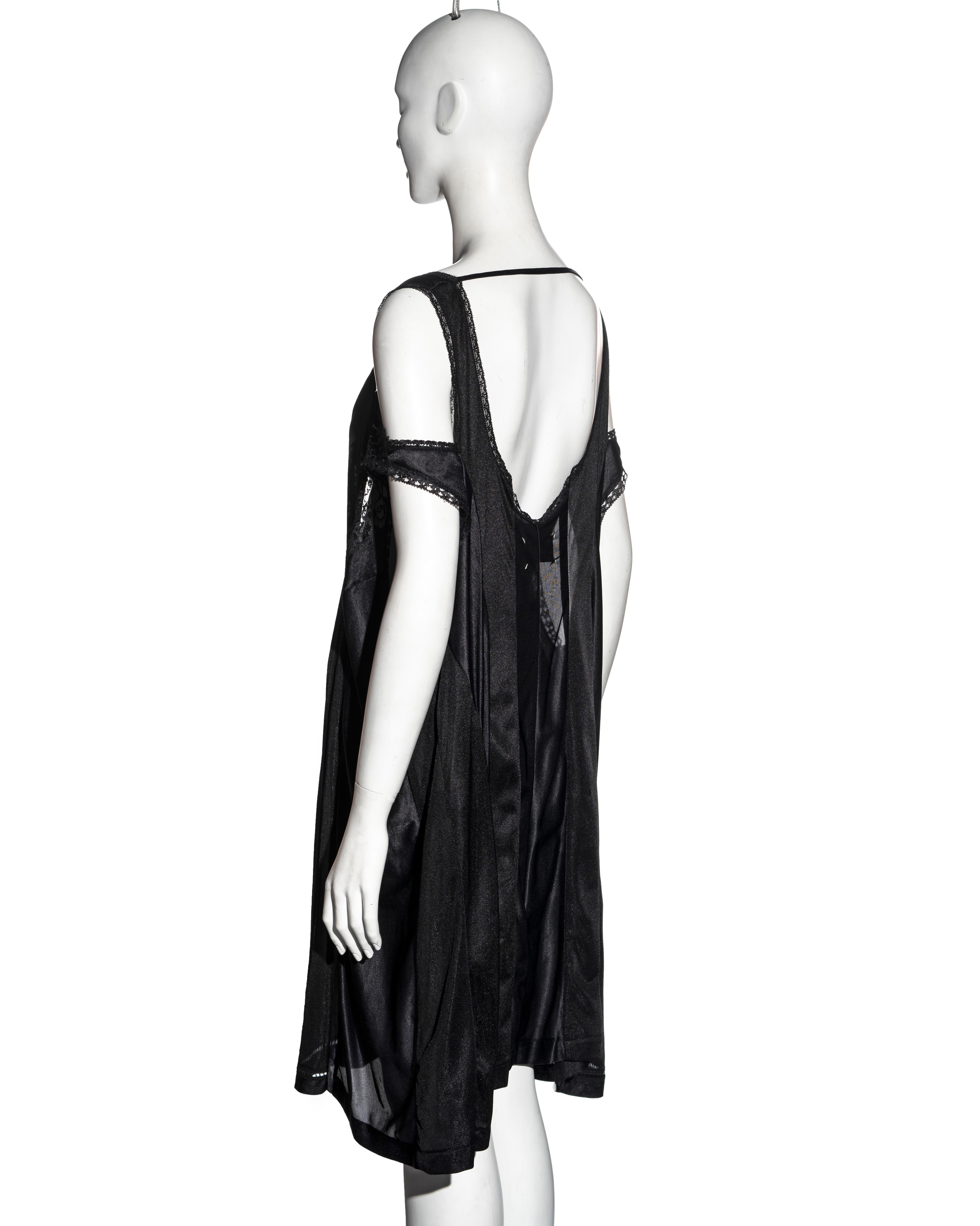 Martin Margiela black oversized artisanal slip dress, ss 2000 2