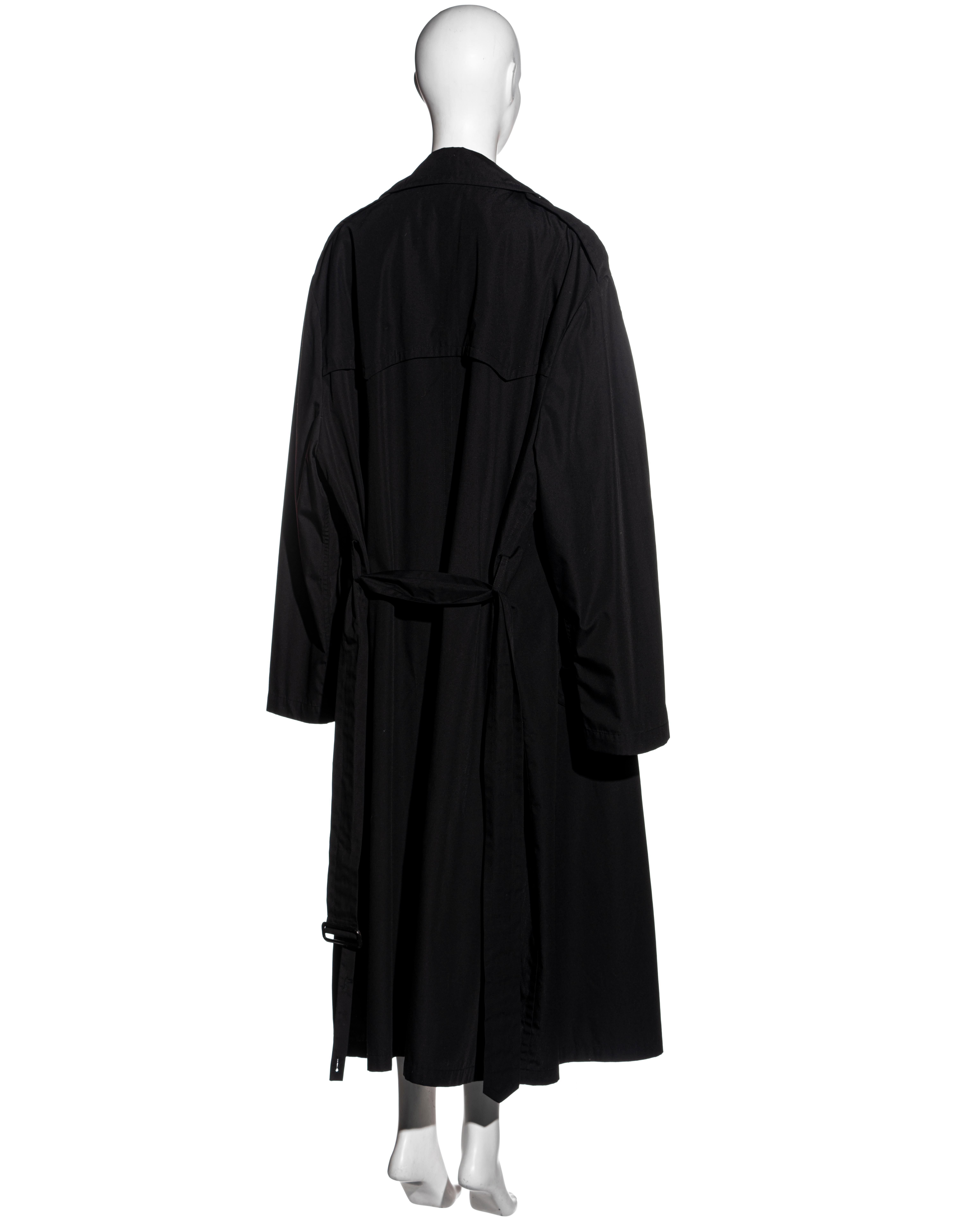Martin Margiela black oversized size 74 trench coat, ss 2000 For Sale 4