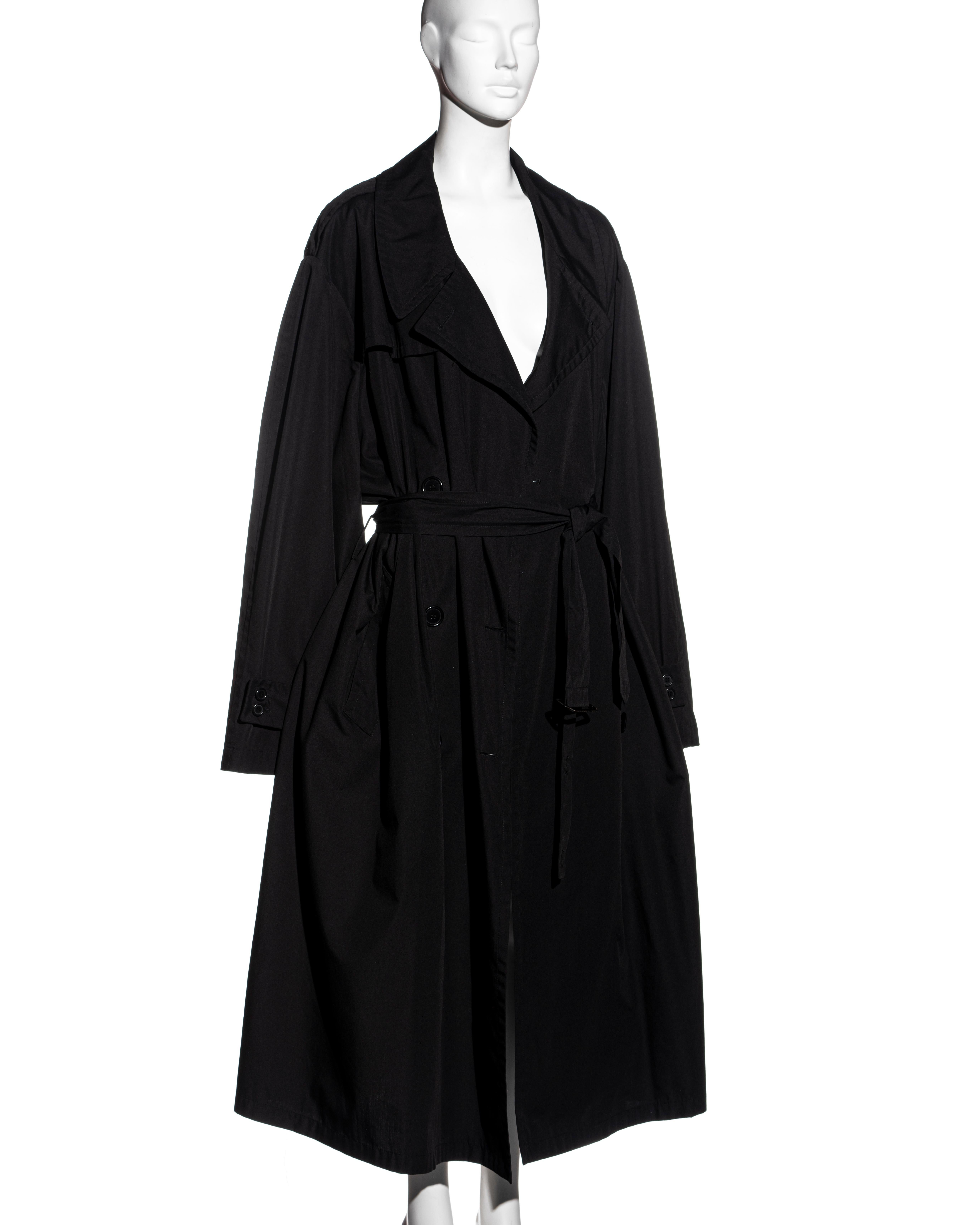 Black Martin Margiela black oversized size 74 trench coat, ss 2000 For Sale