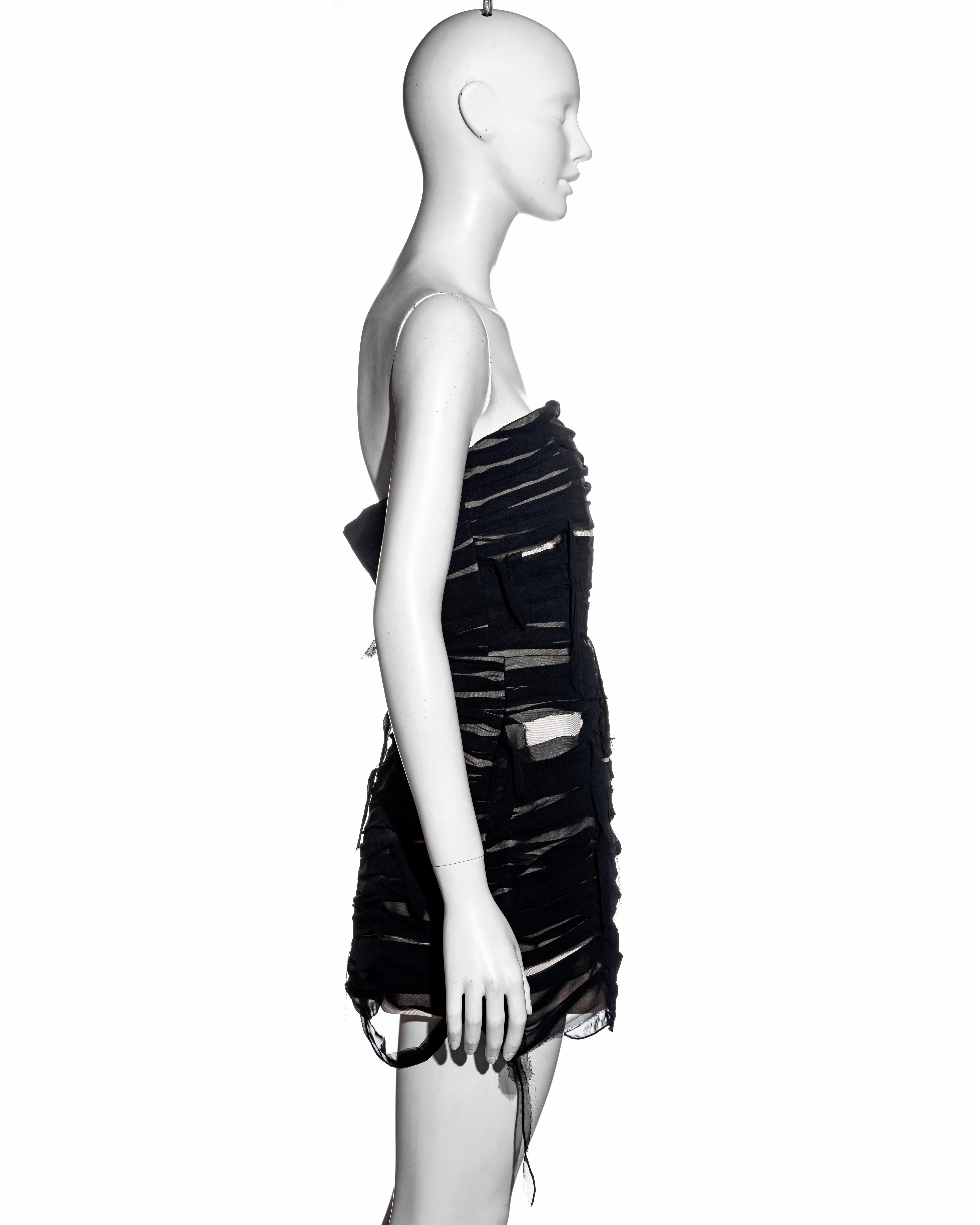 Martin Margiela black shredded chiffon corset and mini skirt set, ss 2009 4