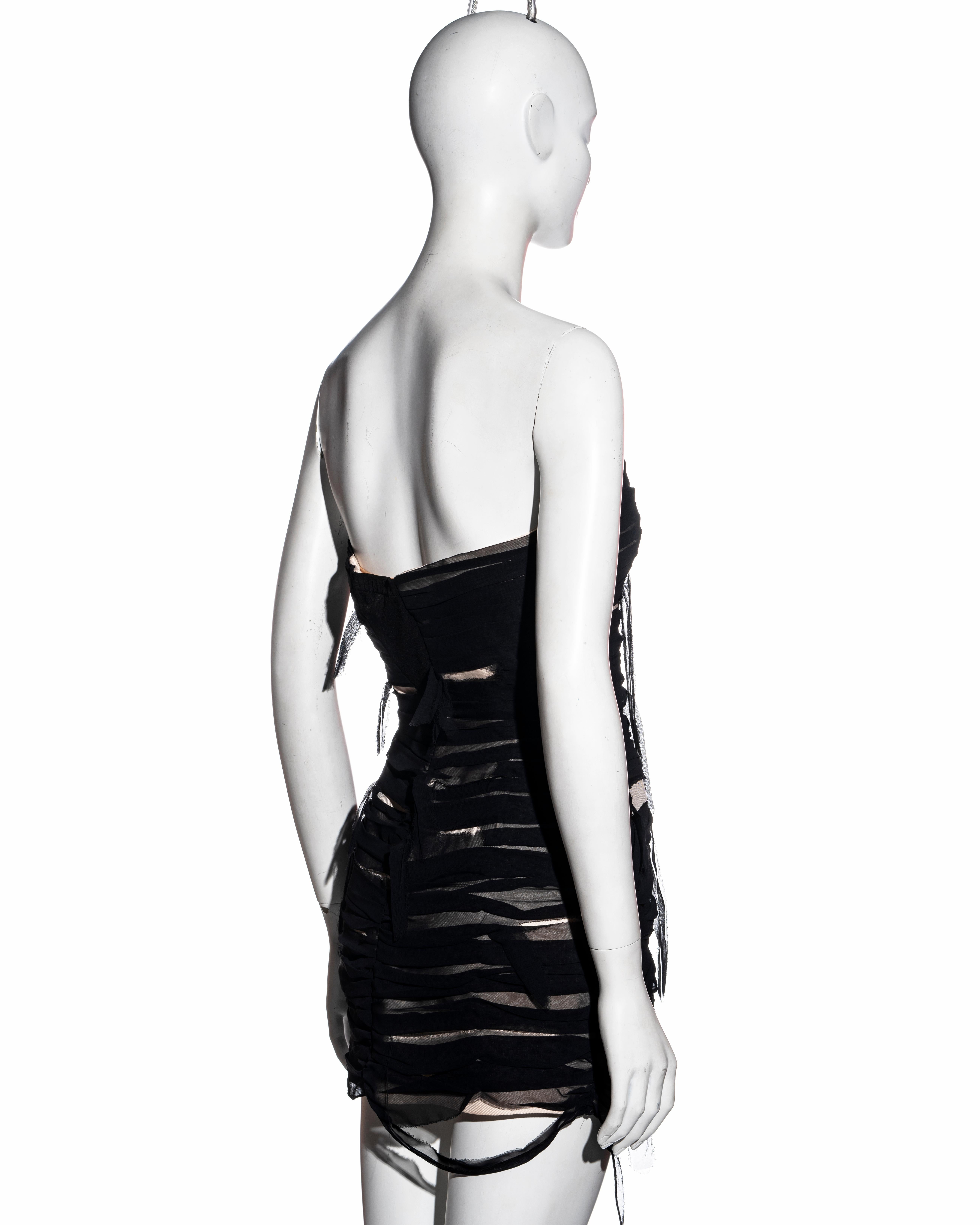 Martin Margiela black shredded chiffon corset and mini skirt set, ss 2009 5