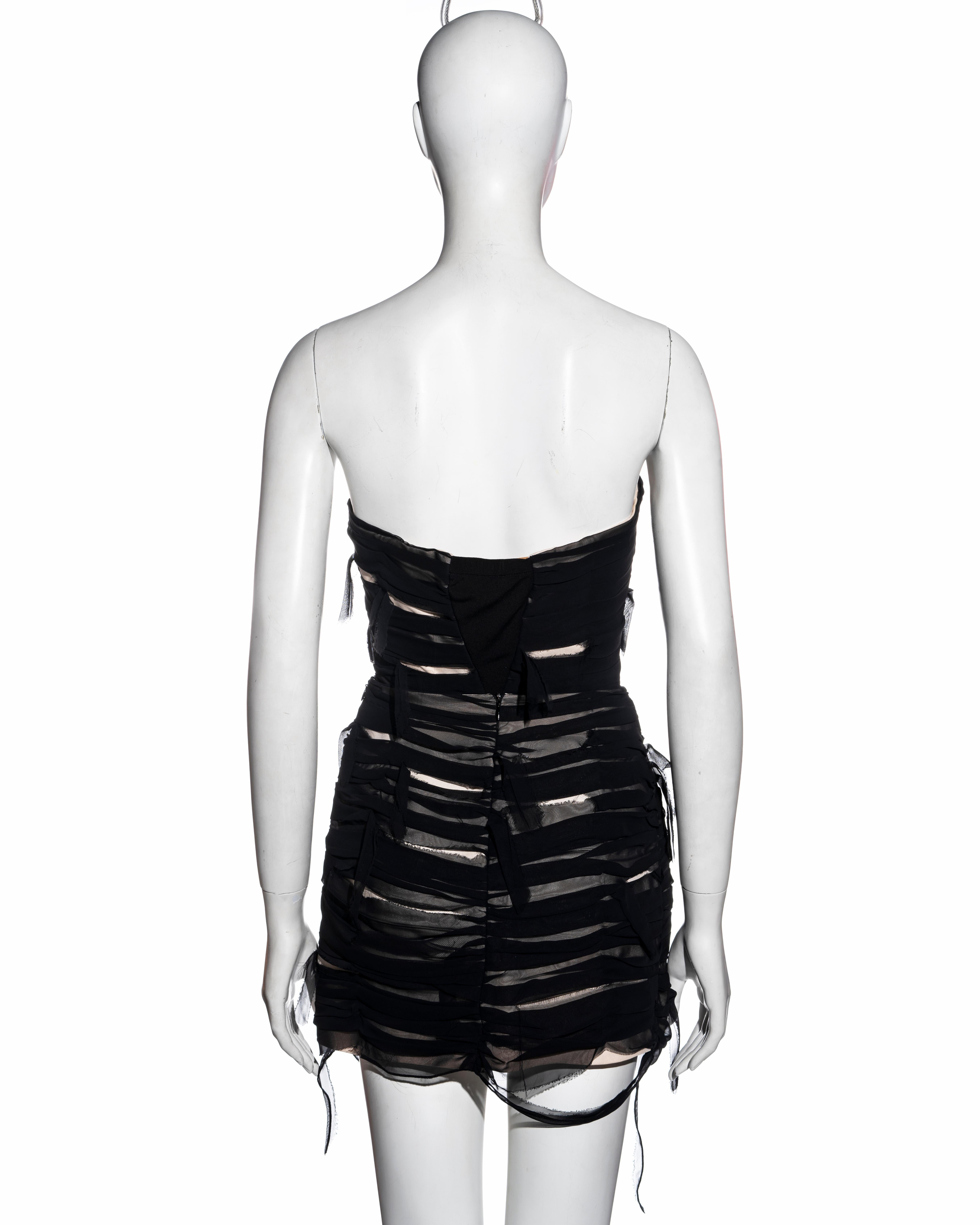Martin Margiela black shredded chiffon corset and mini skirt set, ss 2009 7