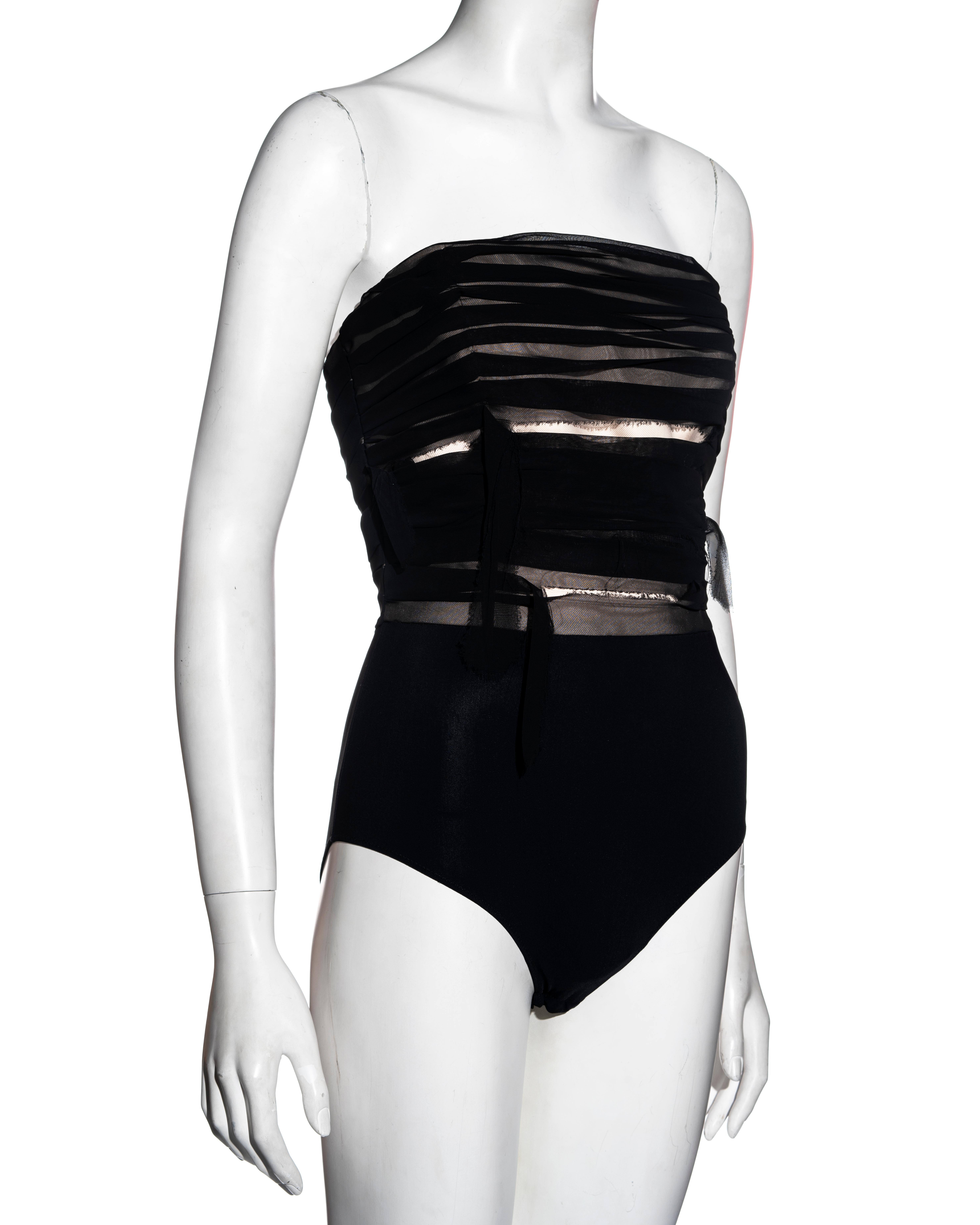 Martin Margiela black shredded chiffon corset and mini skirt set, ss 2009 9