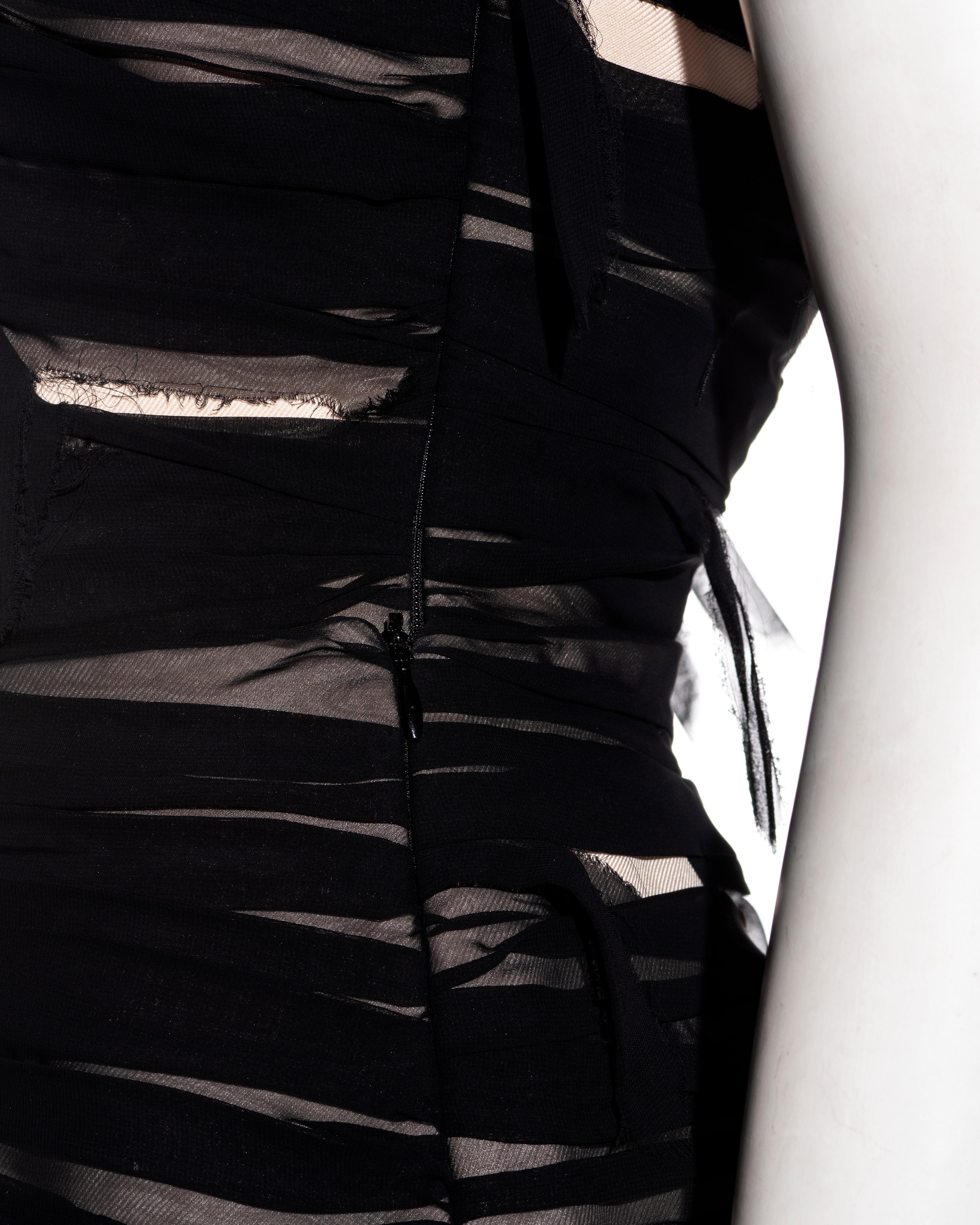 Martin Margiela black shredded chiffon corset and mini skirt set, ss 2009 1