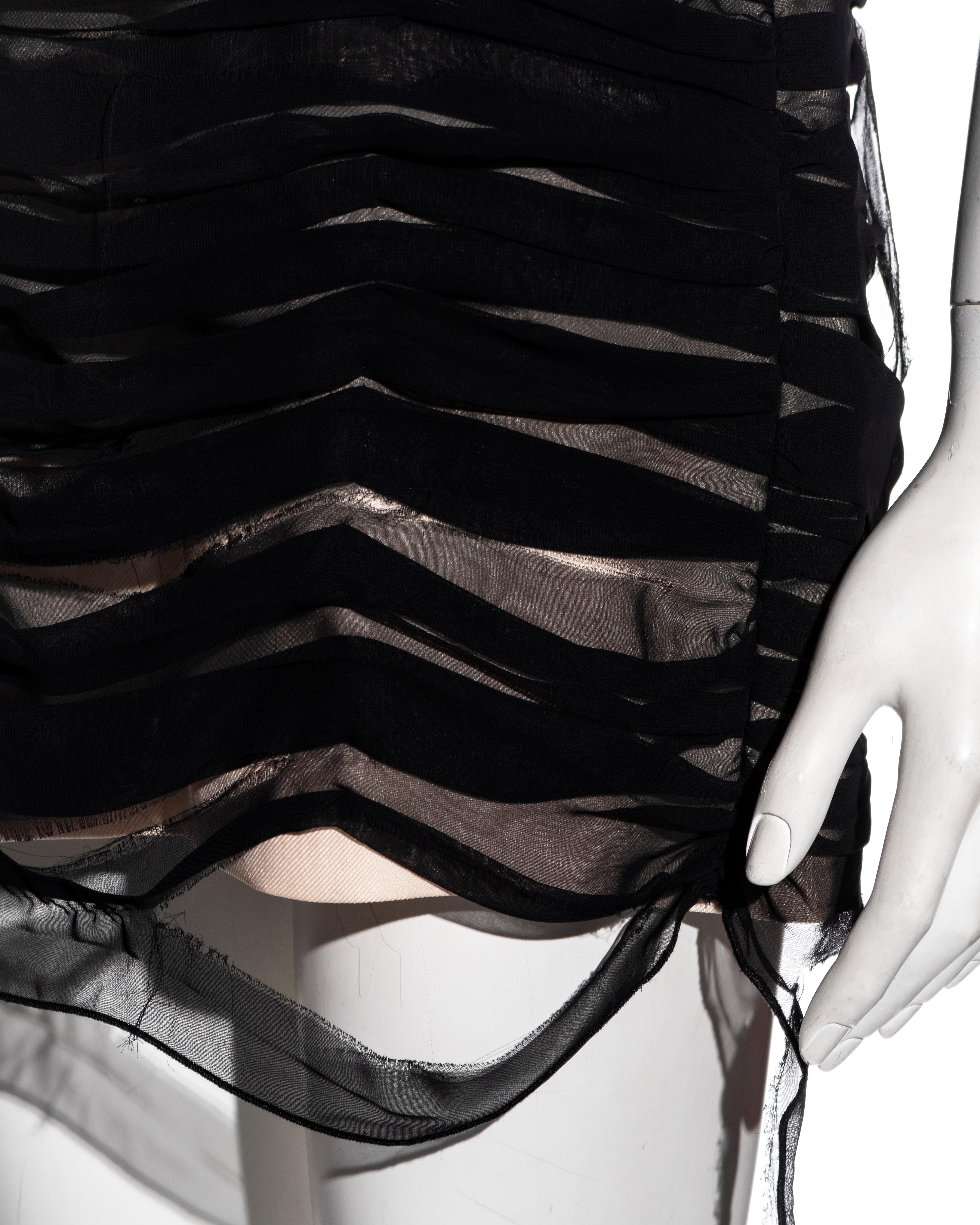 Martin Margiela black shredded chiffon corset and mini skirt set, ss 2009 3