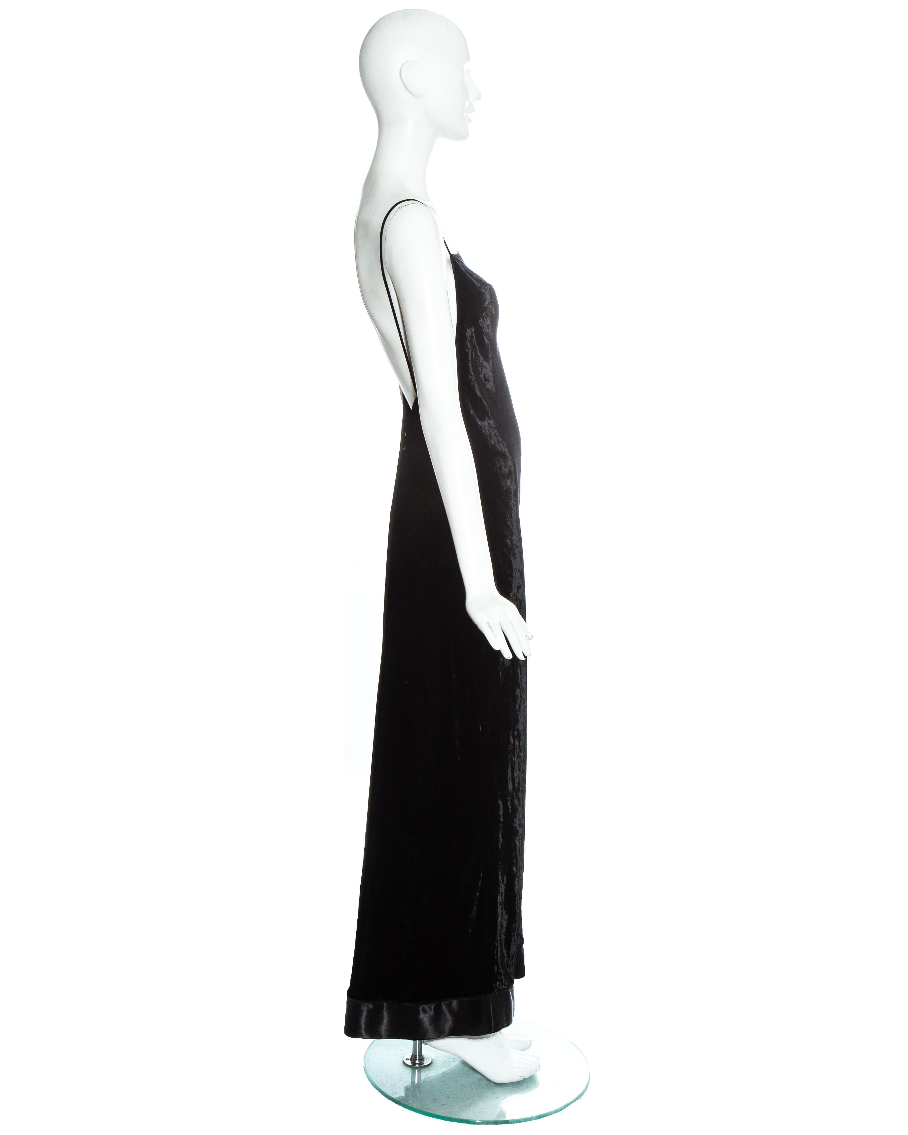 Black Martin Margiela black velvet maxi slip dress, fw 1995 For Sale