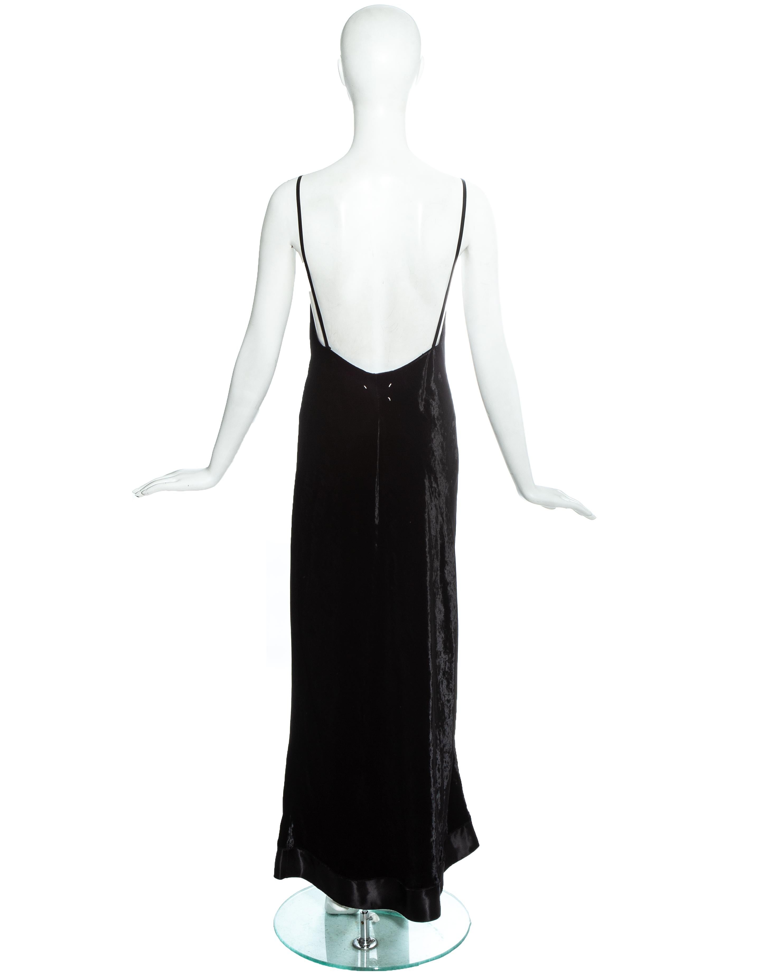 Martin Margiela black velvet maxi slip dress, fw 1995 In Good Condition For Sale In London, GB