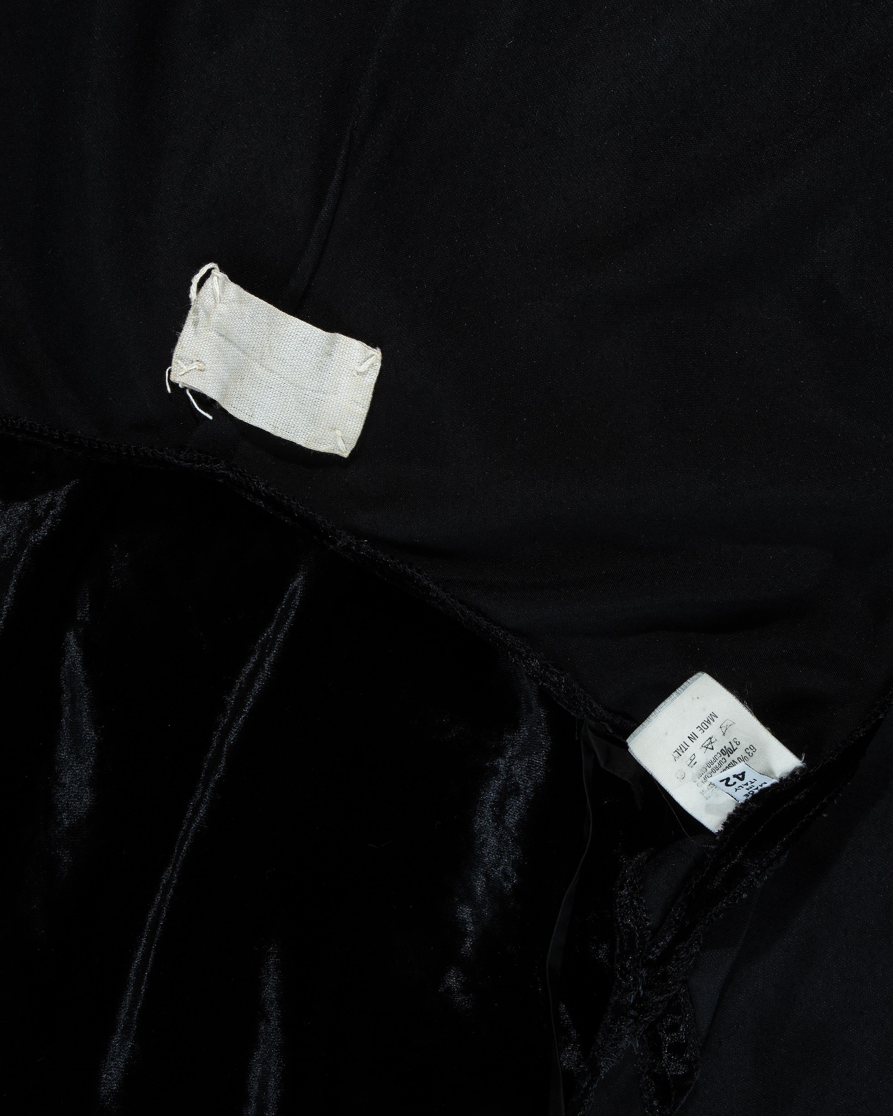 Women's Martin Margiela black velvet maxi slip dress, fw 1995 For Sale