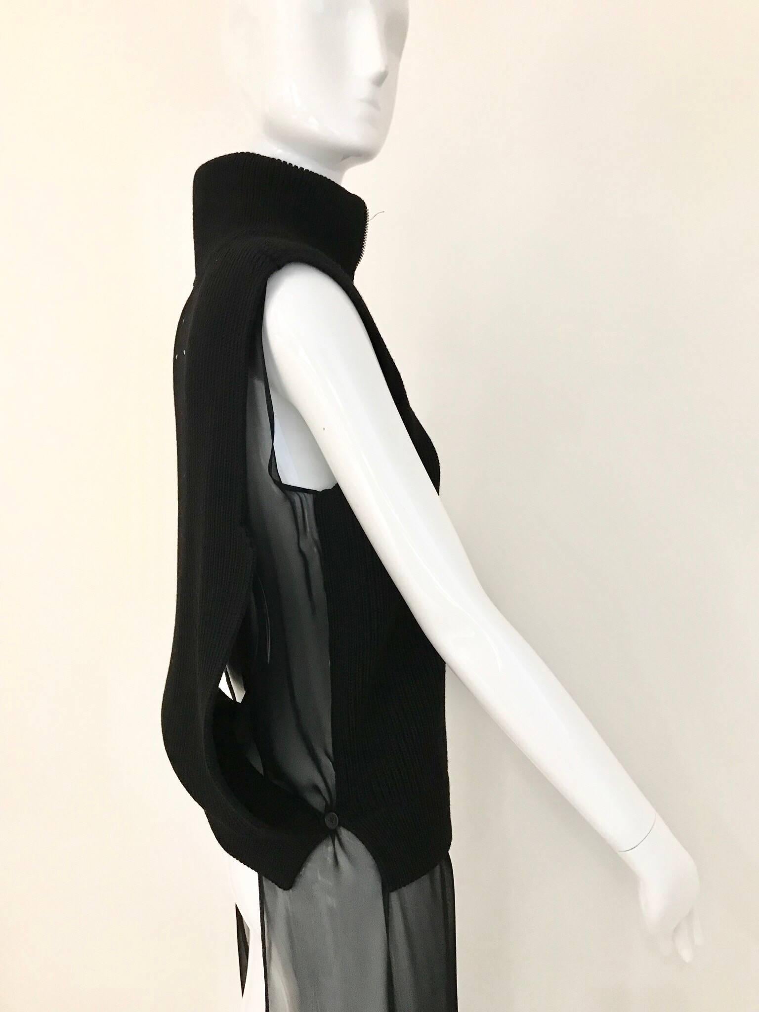 Martin Margiela Black Wool Maxi Cardigan Top In Excellent Condition In Beverly Hills, CA