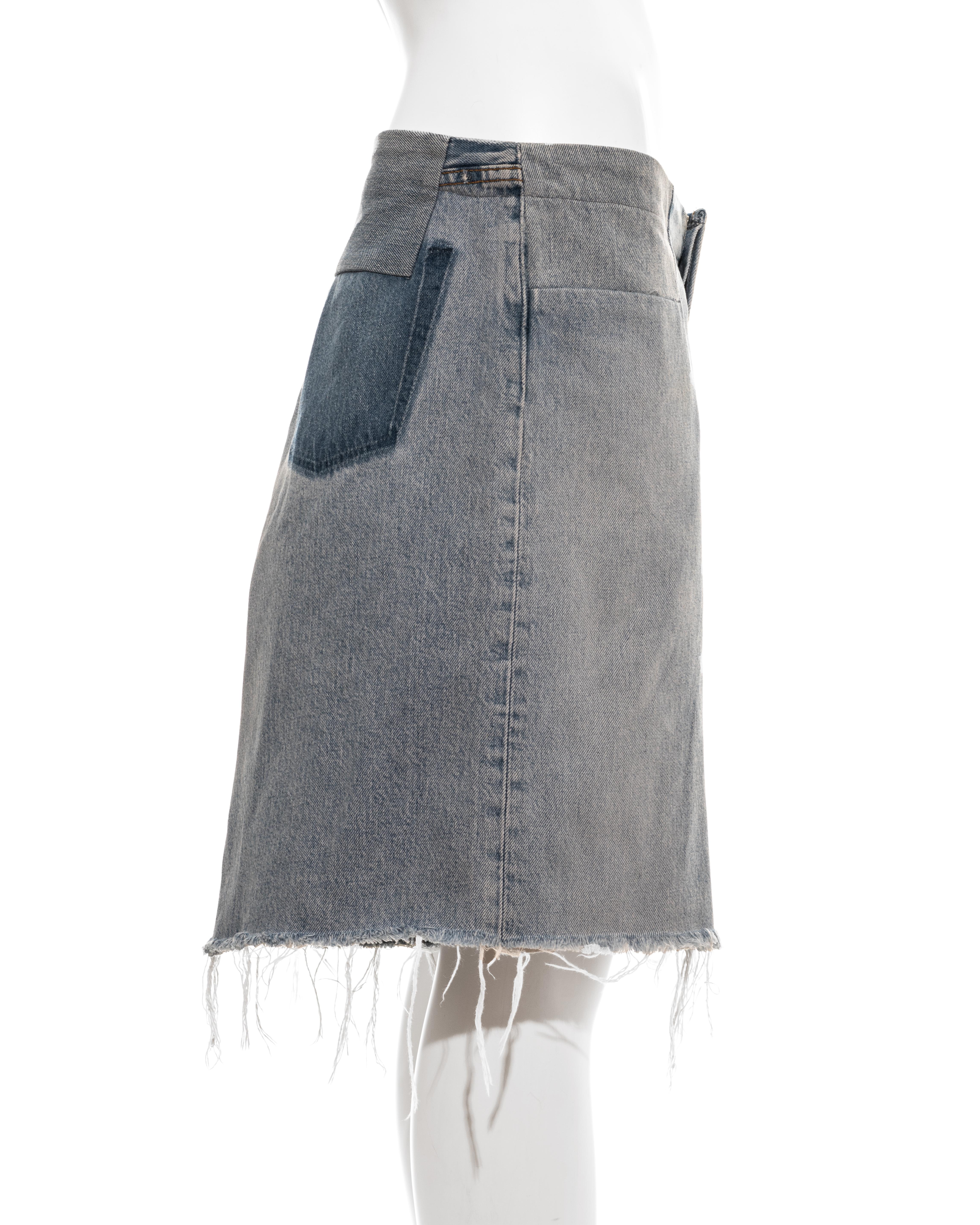 Gray Martin Margiela blue denim artisanal wide cut-off shorts, fw 2001