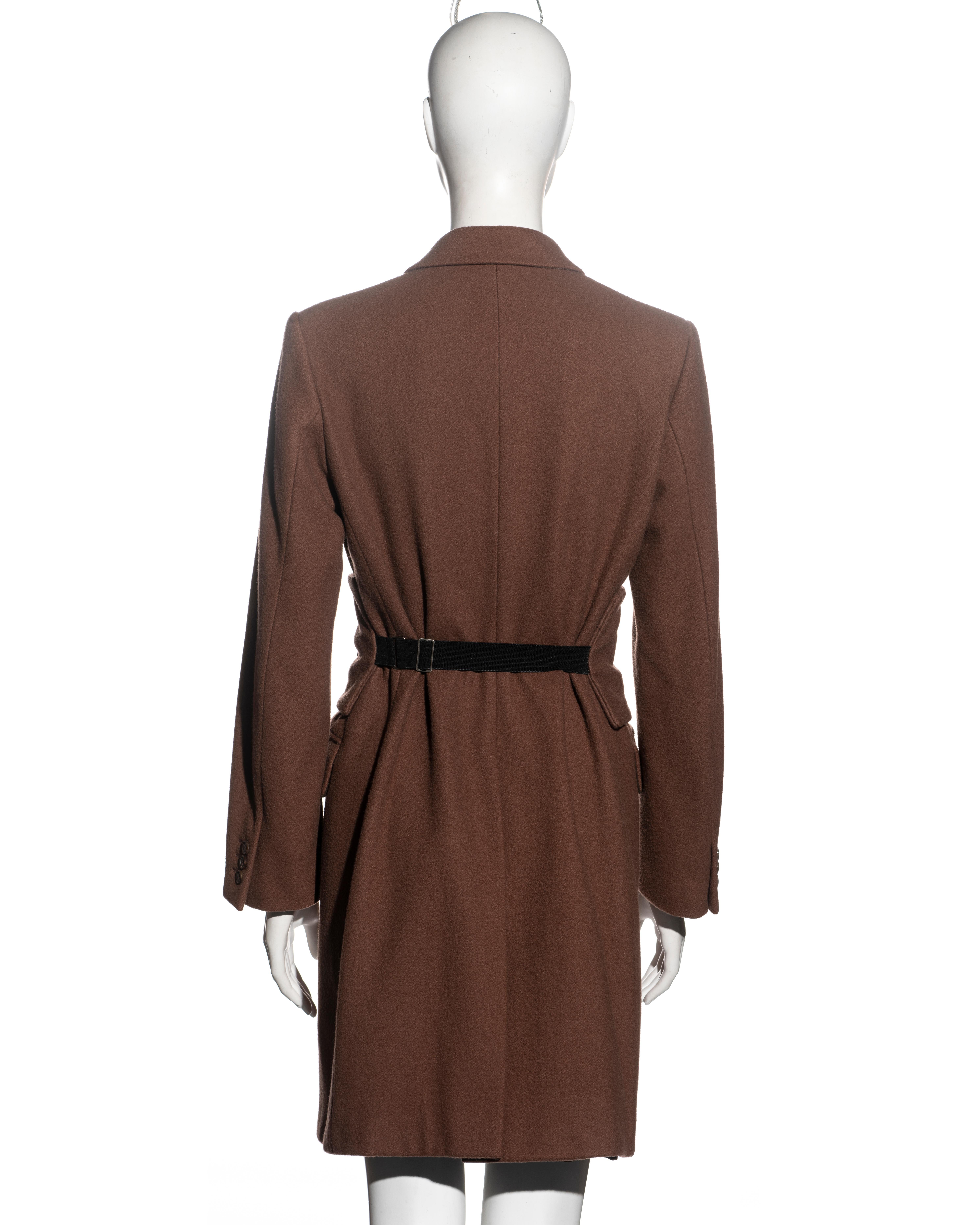 Martin Margiela brown wool coat with matching oversized belt, fw 1996 For Sale 6