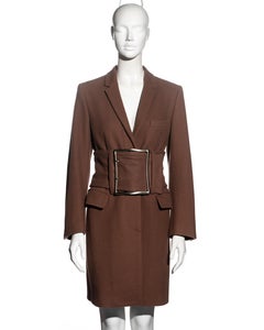 Martin Margiela brown wool coat with matching oversized belt, fw 1996