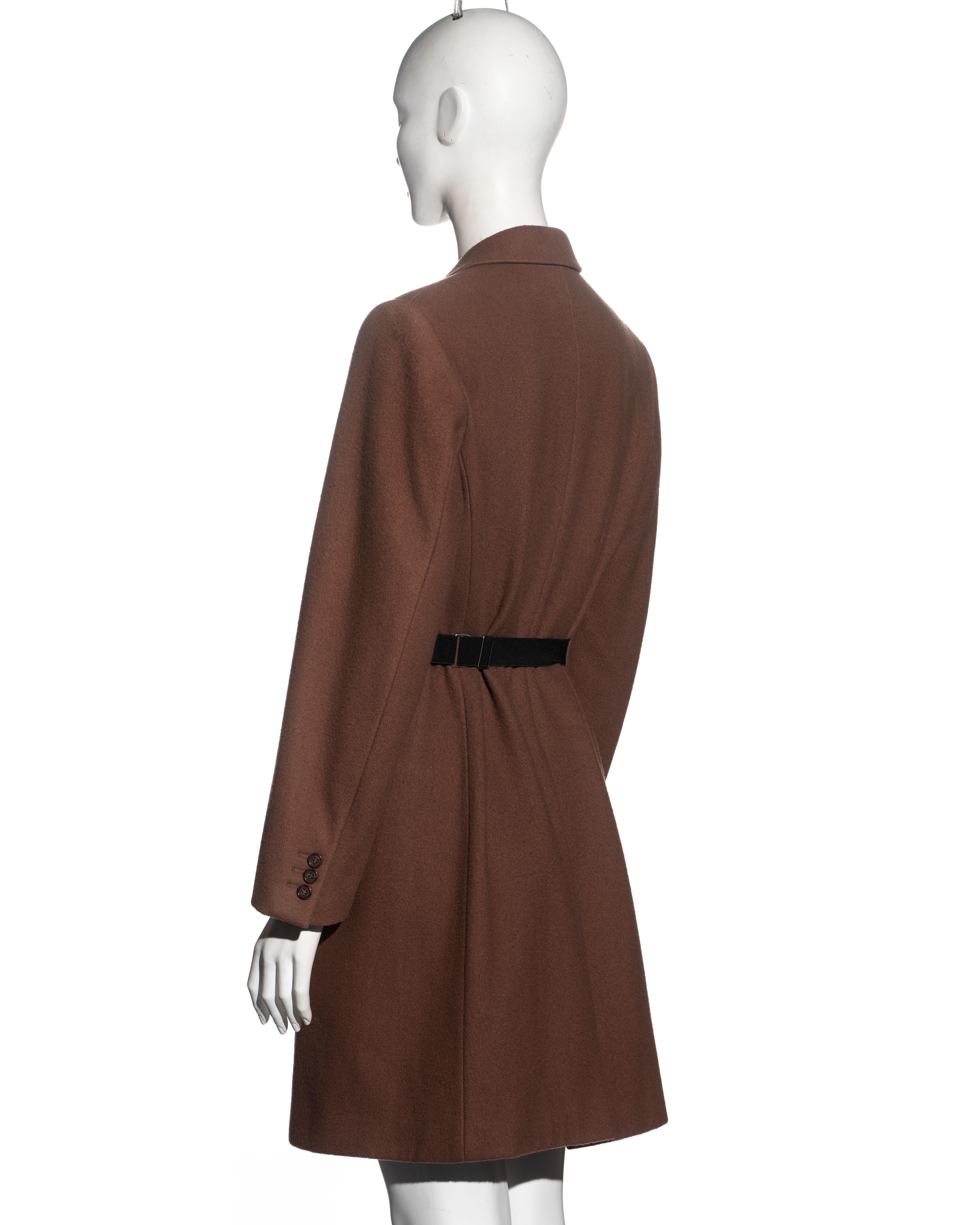 Martin Margiela brown wool coat with matching oversized belt, fw 1996 For Sale 4