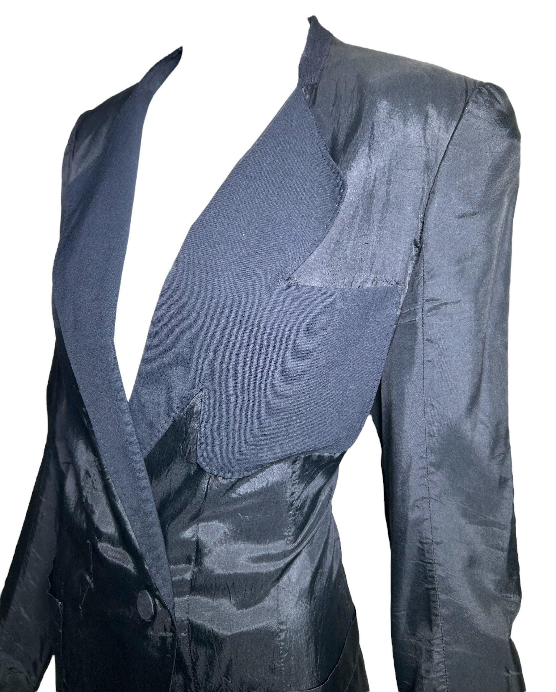 Nero Martin Margiela Blazer decostruito in acetato nero, anni '90 in vendita