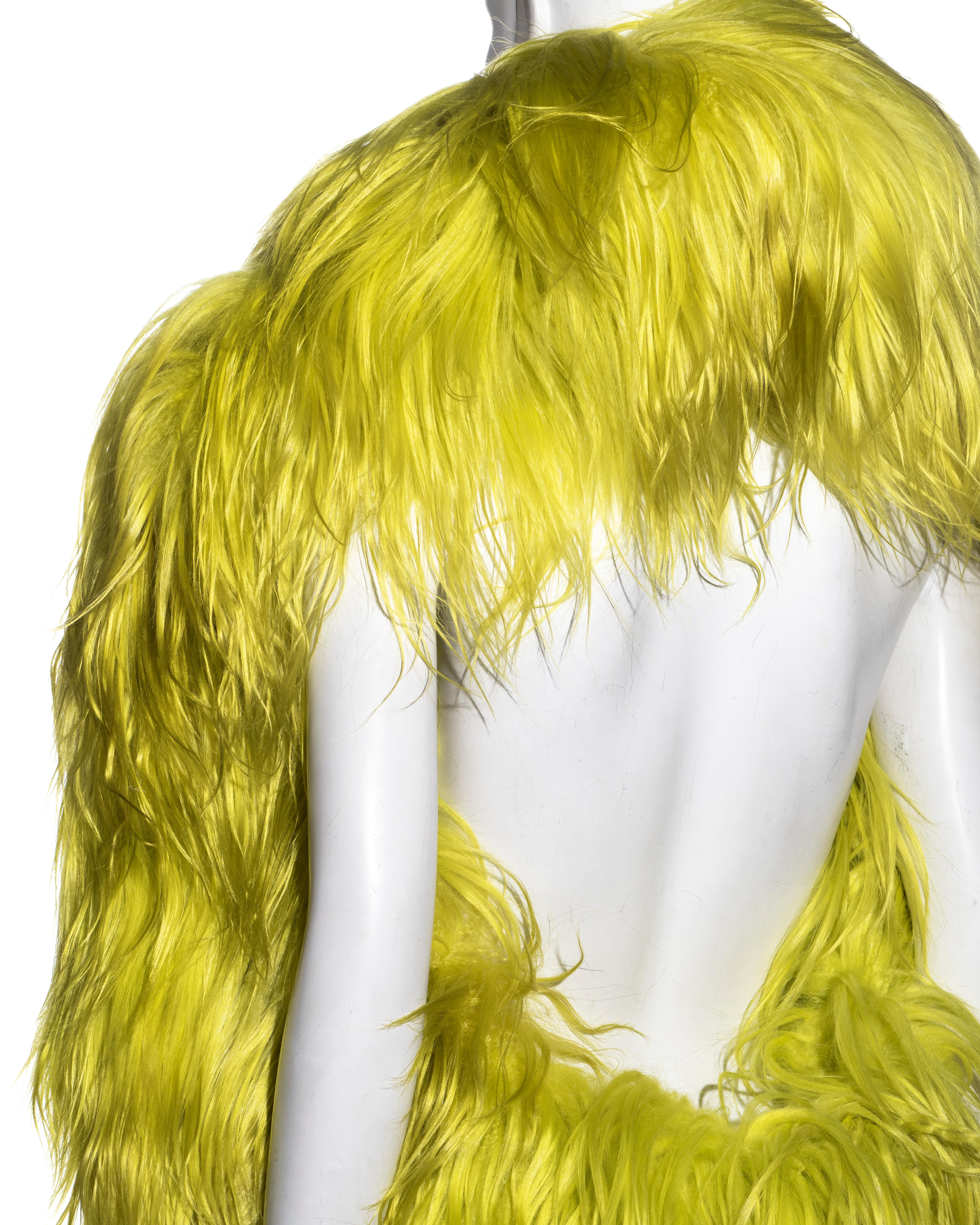 Martin Margiela giant fluorescent lime goat hair padded tube gilet, fw 2007 For Sale 2