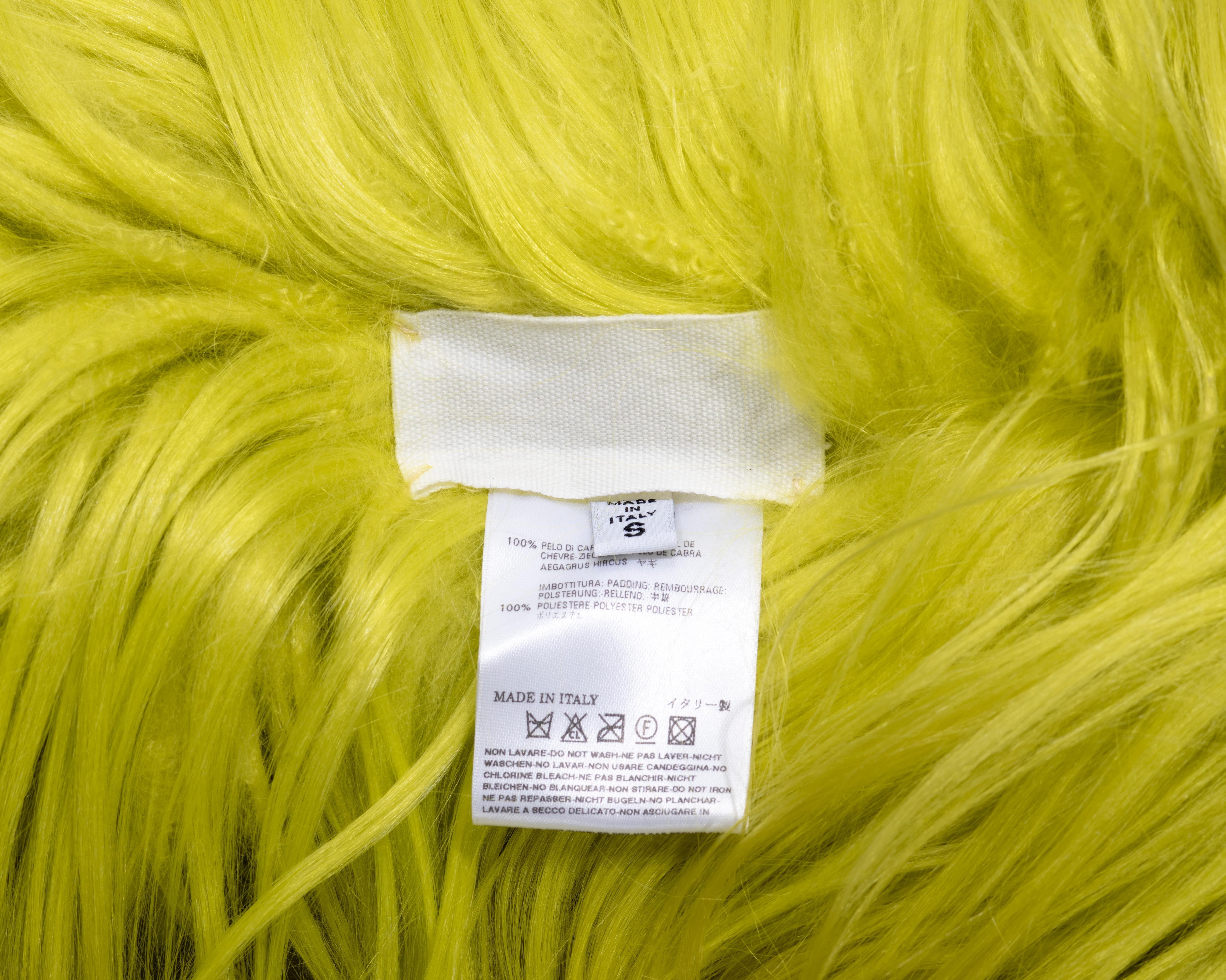 Martin Margiela giant fluorescent lime goat hair padded tube gilet, fw 2007 For Sale 5