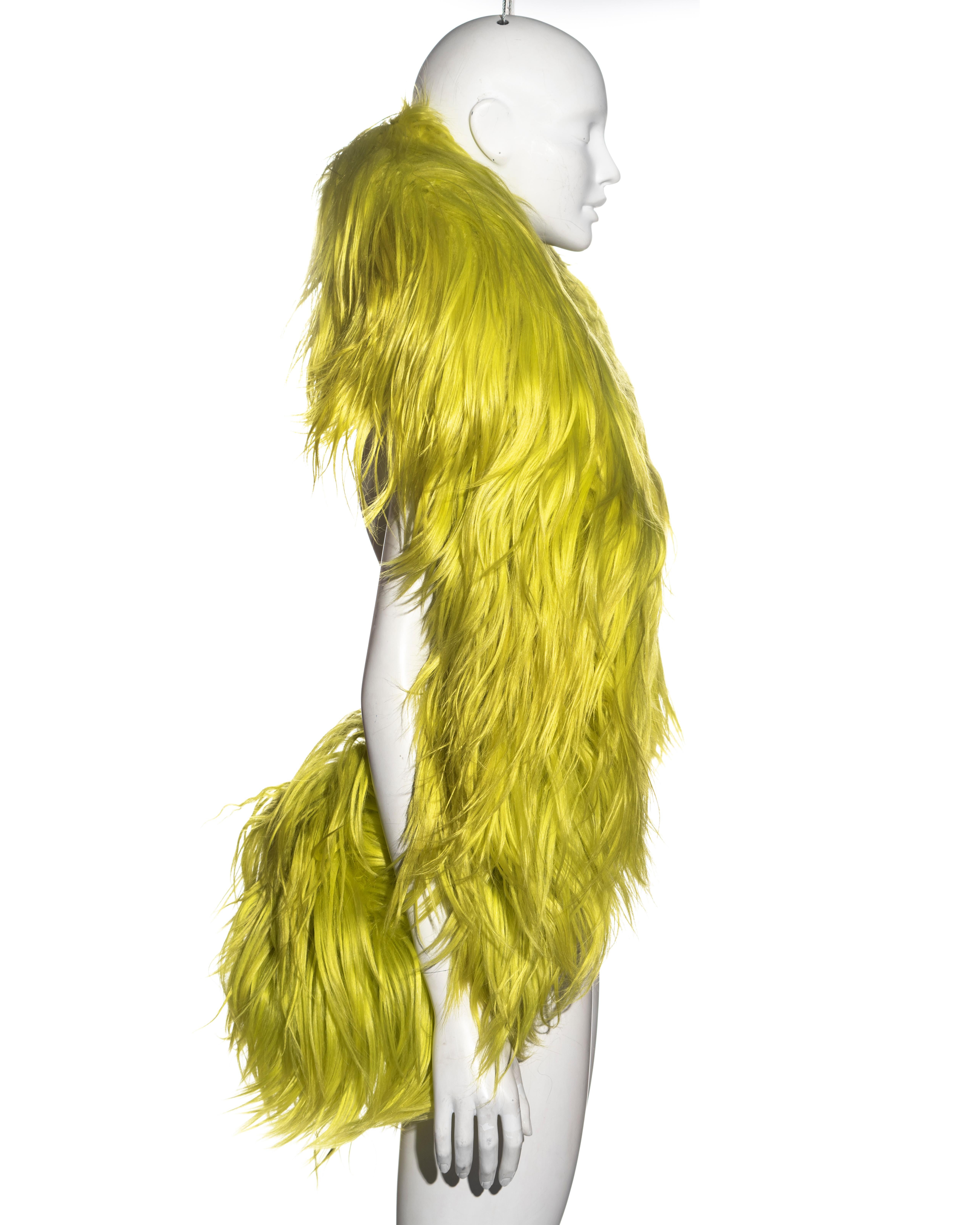 Yellow Martin Margiela giant fluorescent lime goat hair padded tube gilet, fw 2007 For Sale