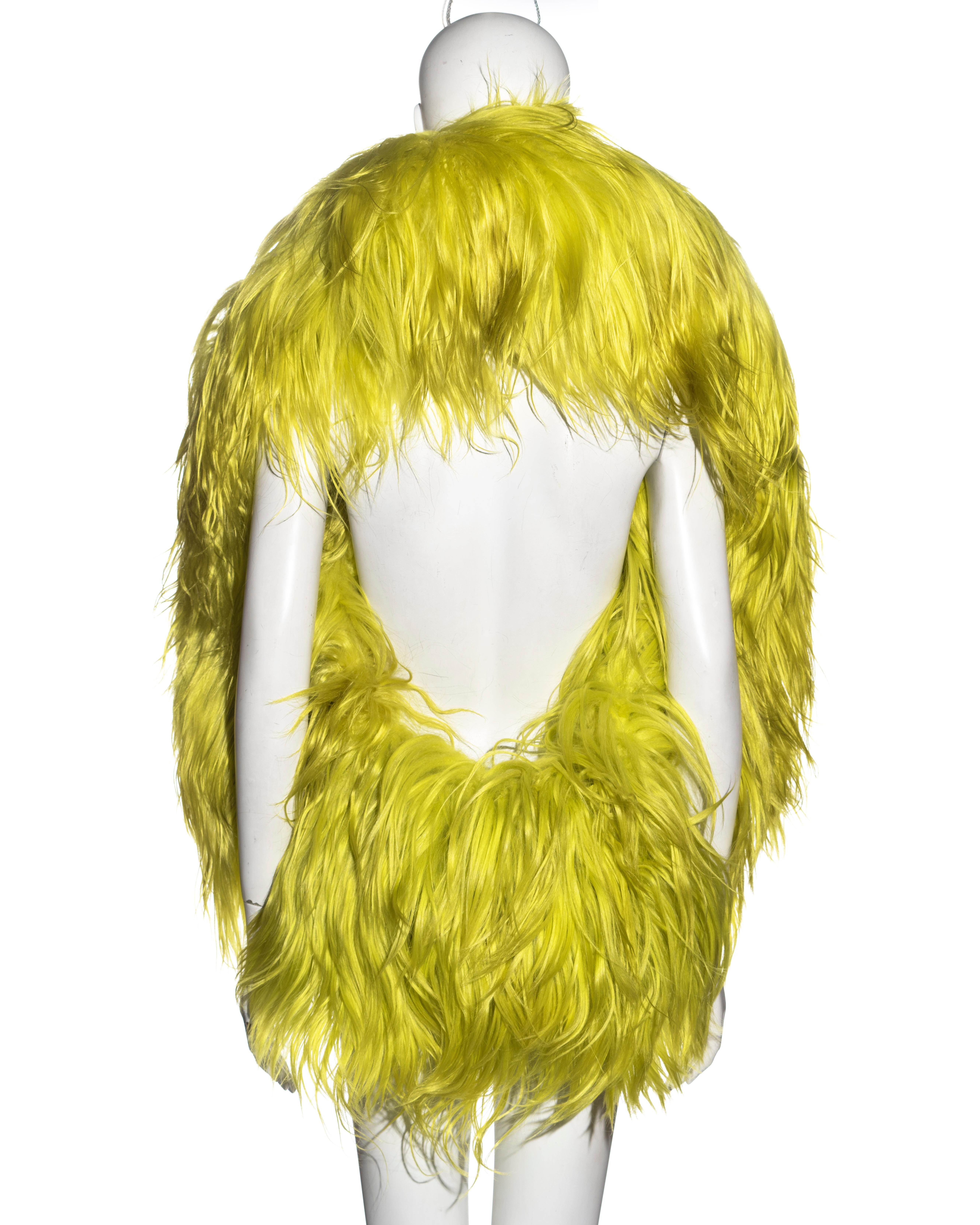 Women's Martin Margiela giant fluorescent lime goat hair padded tube gilet, fw 2007 For Sale