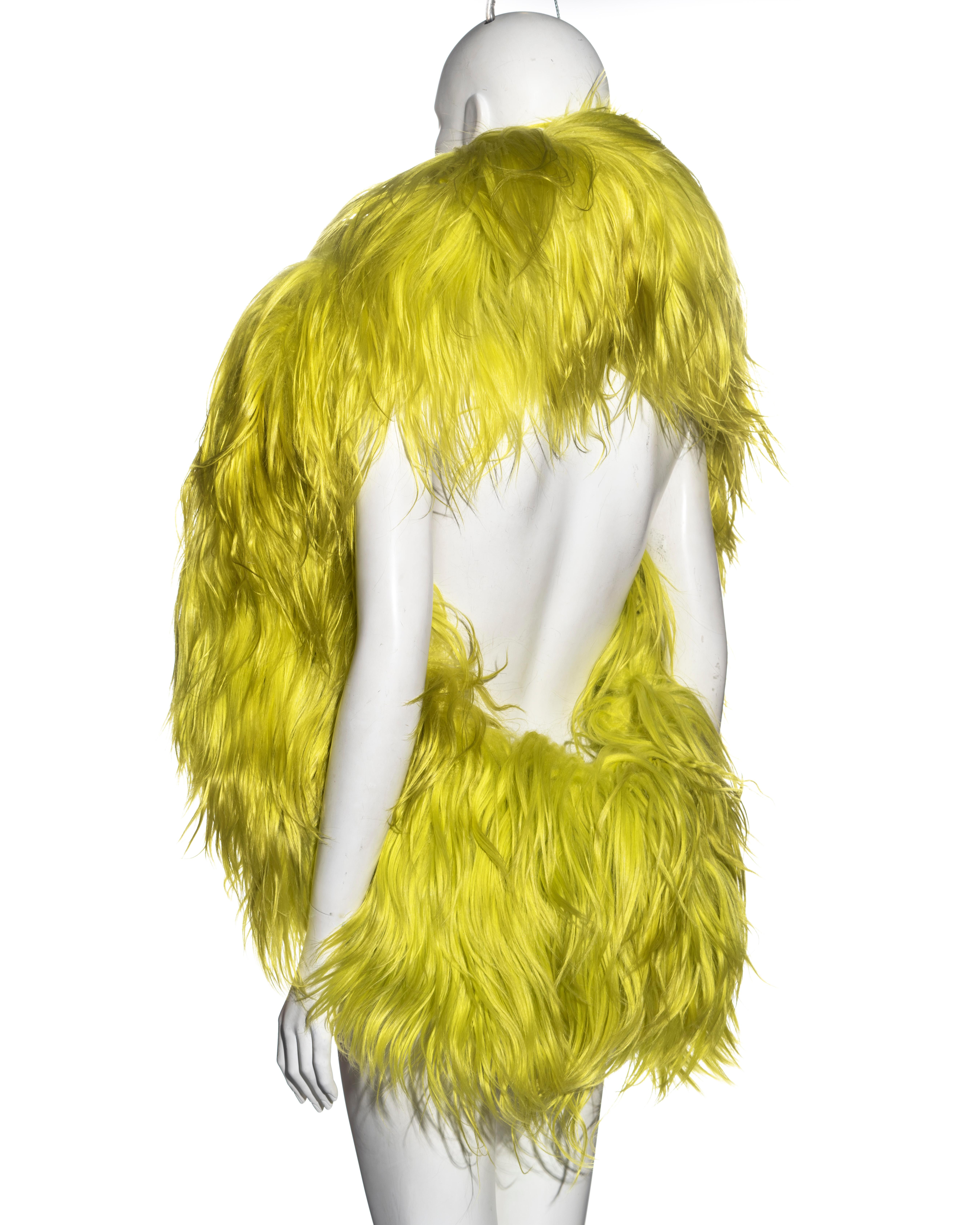 Martin Margiela giant fluorescent lime goat hair padded tube gilet, fw 2007 For Sale 1