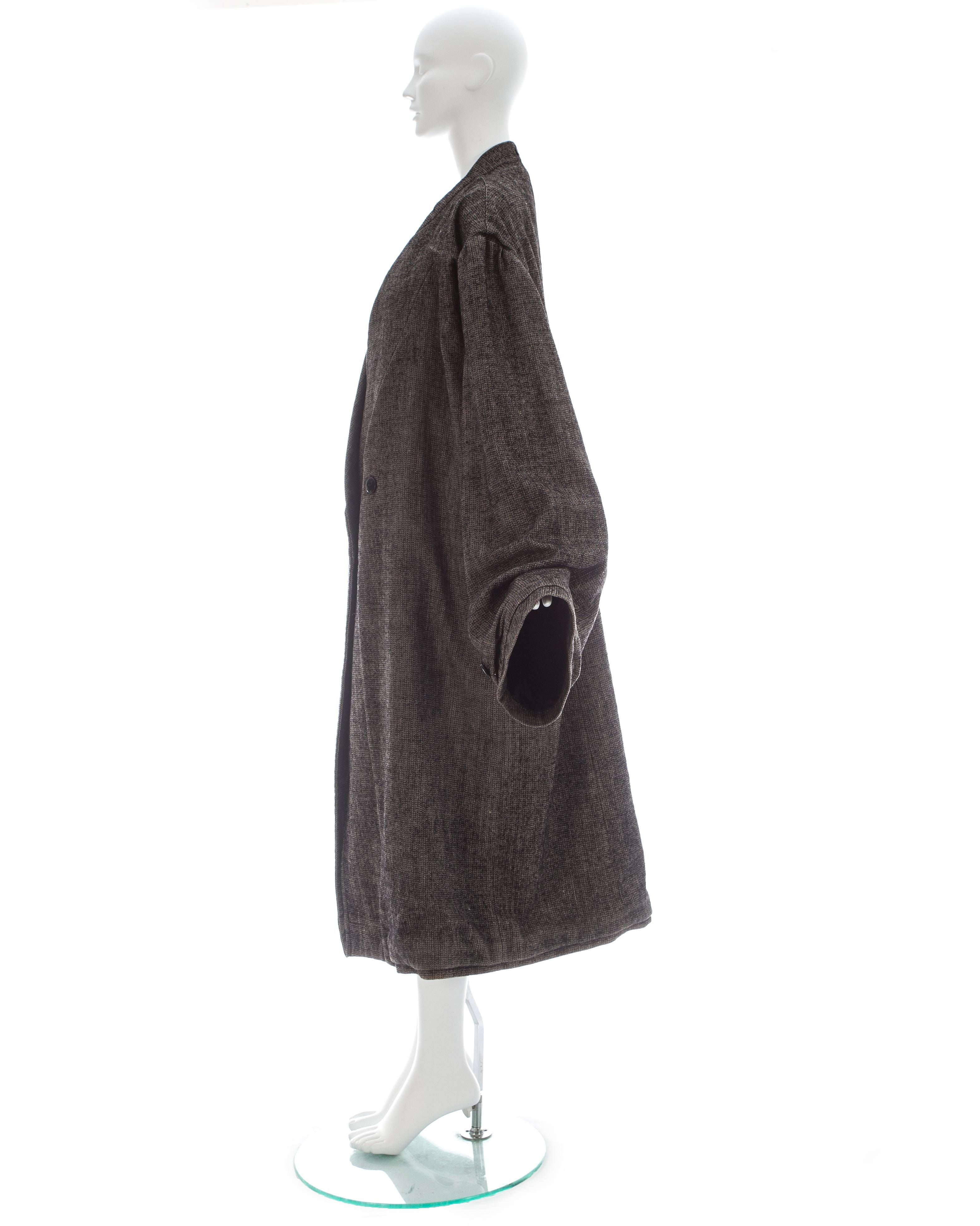 Martin Margiela grey wool and linen XXL size 78 double inside coat, fw 2000 For Sale 5