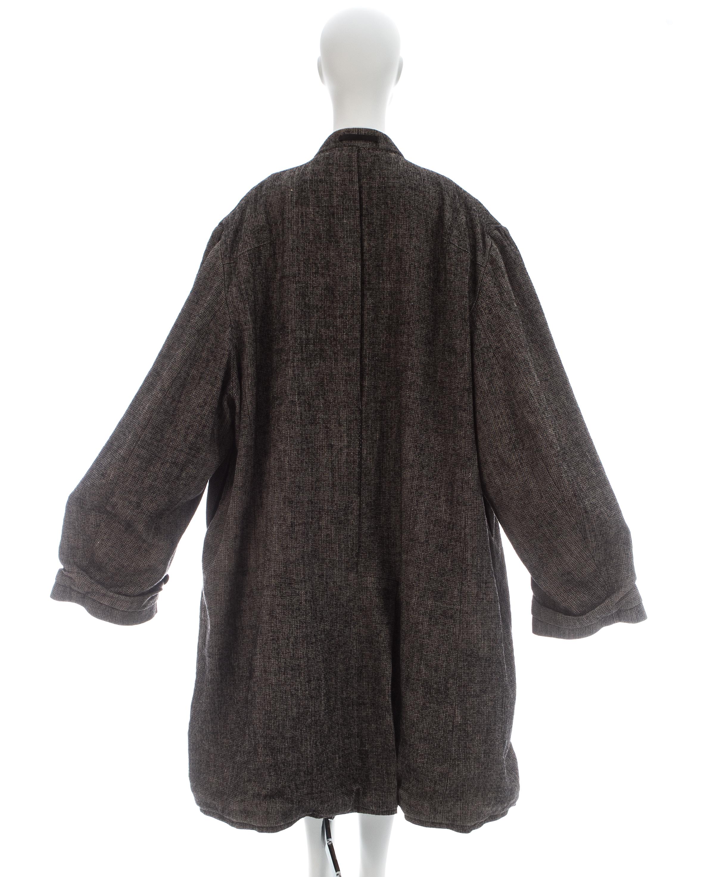 Martin Margiela grey wool and linen XXL size 78 double inside coat, fw 2000 For Sale 7